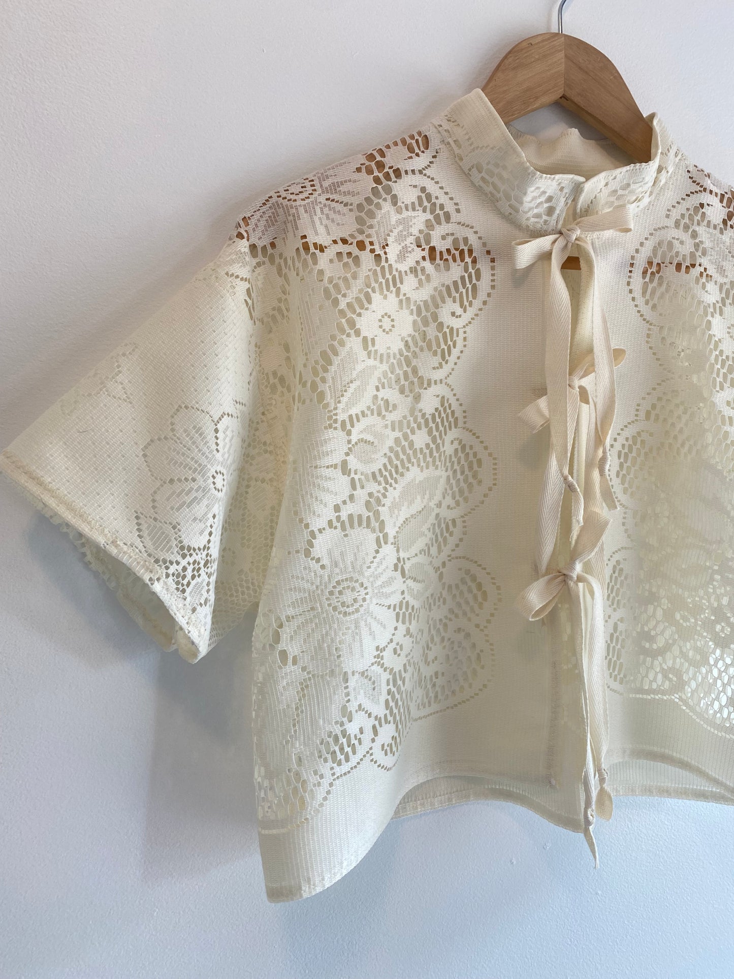 Upcycled Tie-front Lace Blouse IV