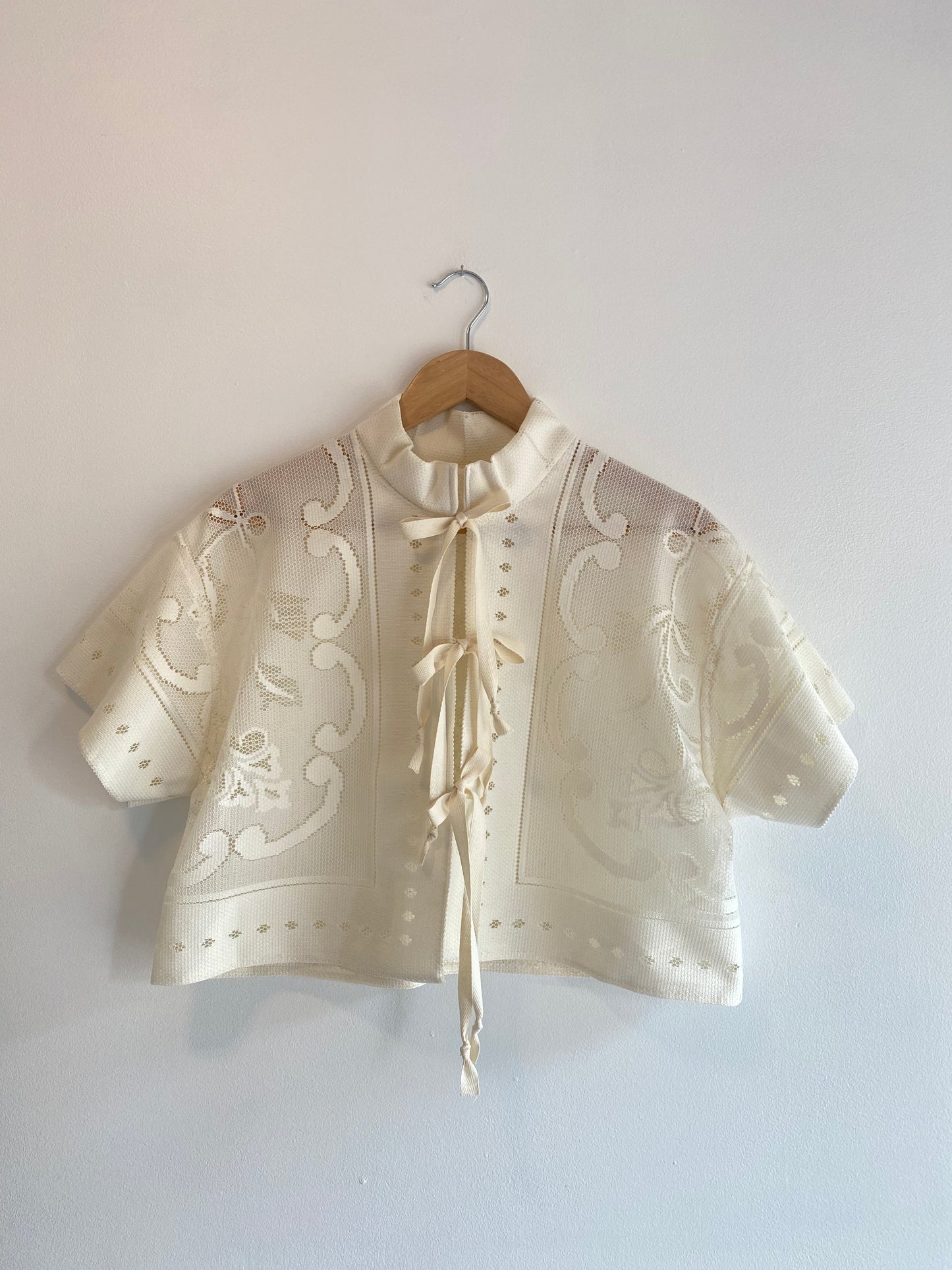 Upcycled Tie-front Lace Blouse II