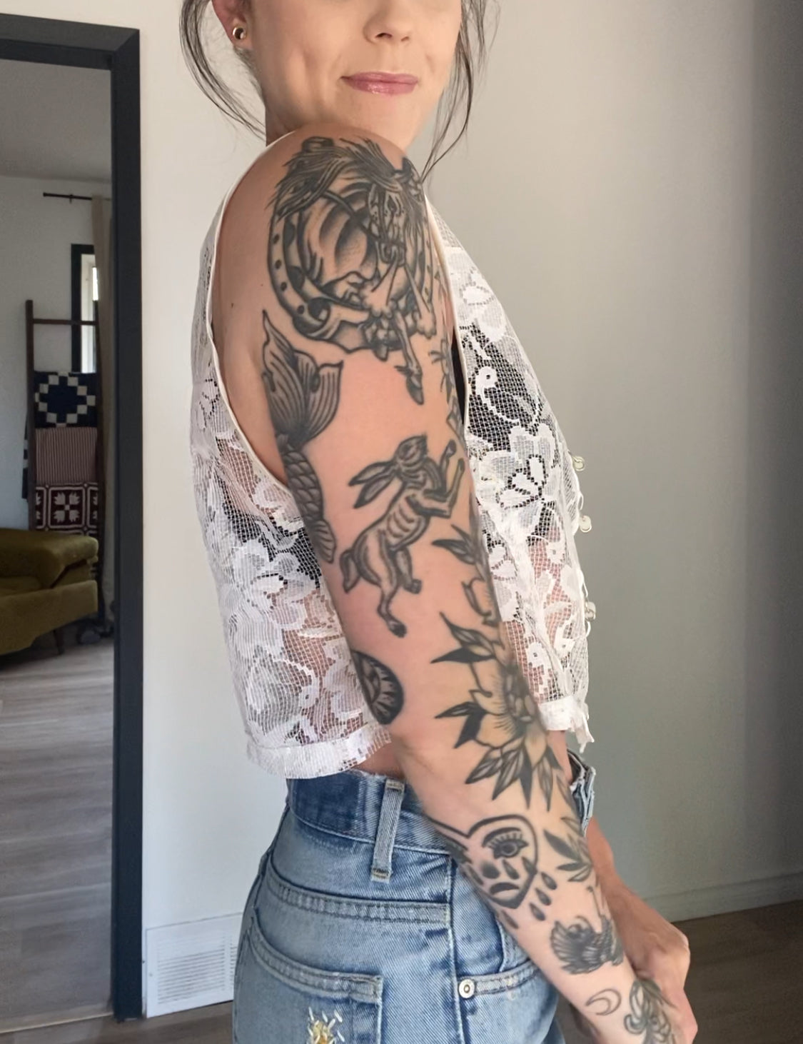 Upcycled Lace Tank Top