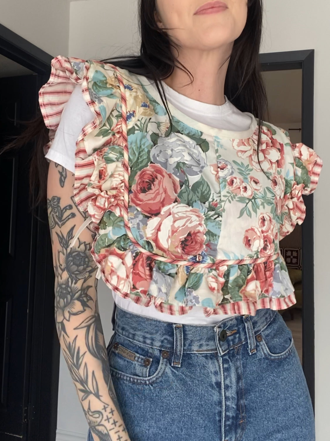 Upcycled Floral Side-tie Vest I