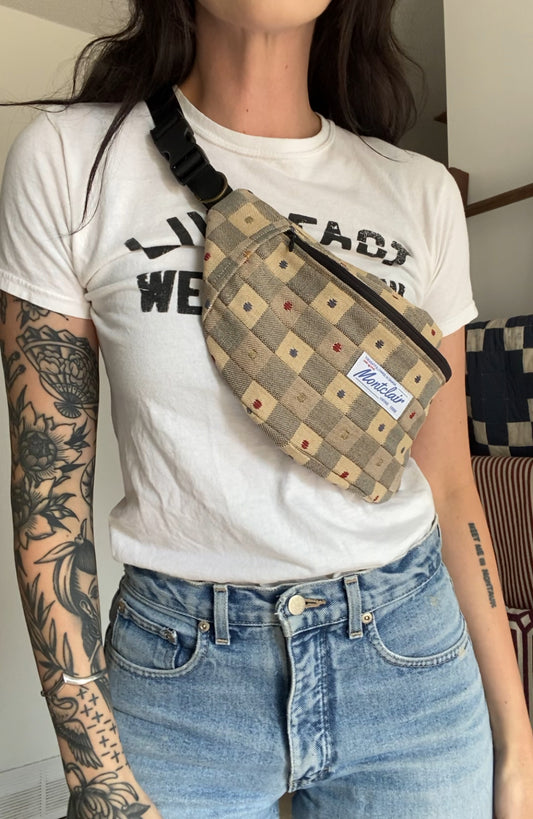 Upcycled Dots & Checkers Fanny Pack II