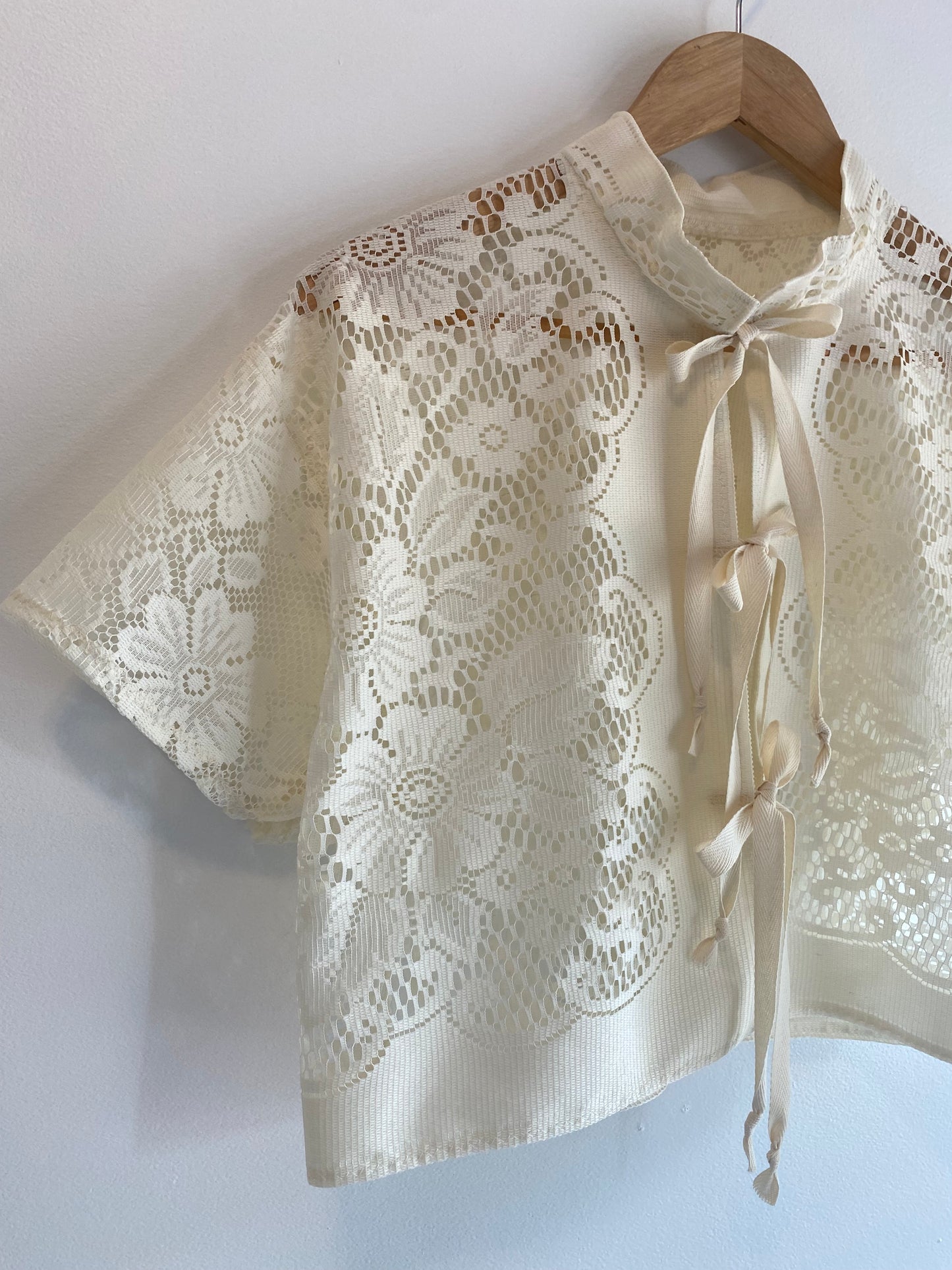 Upcycled Tie-front Lace Blouse III