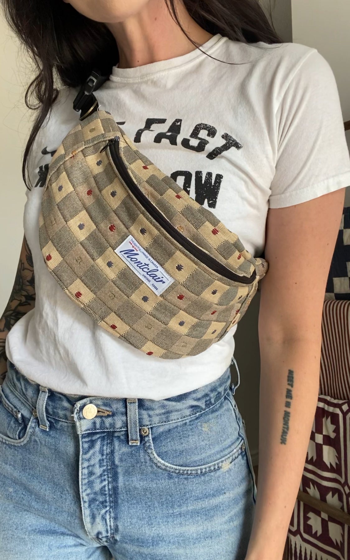 Upcycled Dots & Checkers Fanny Pack II