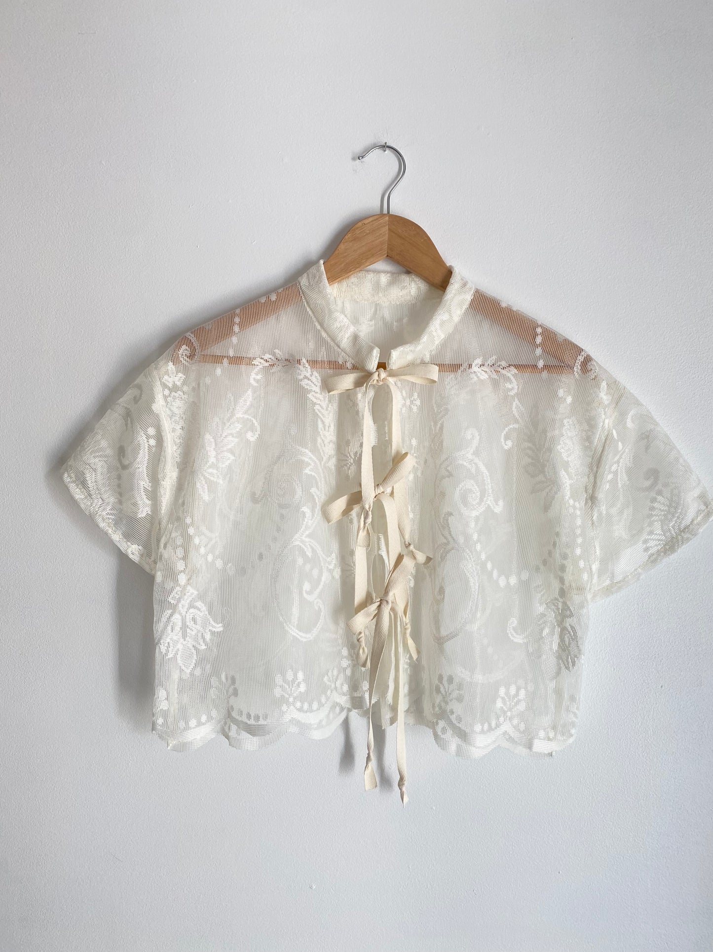 Upcycled Tie-front Lace Blouse II