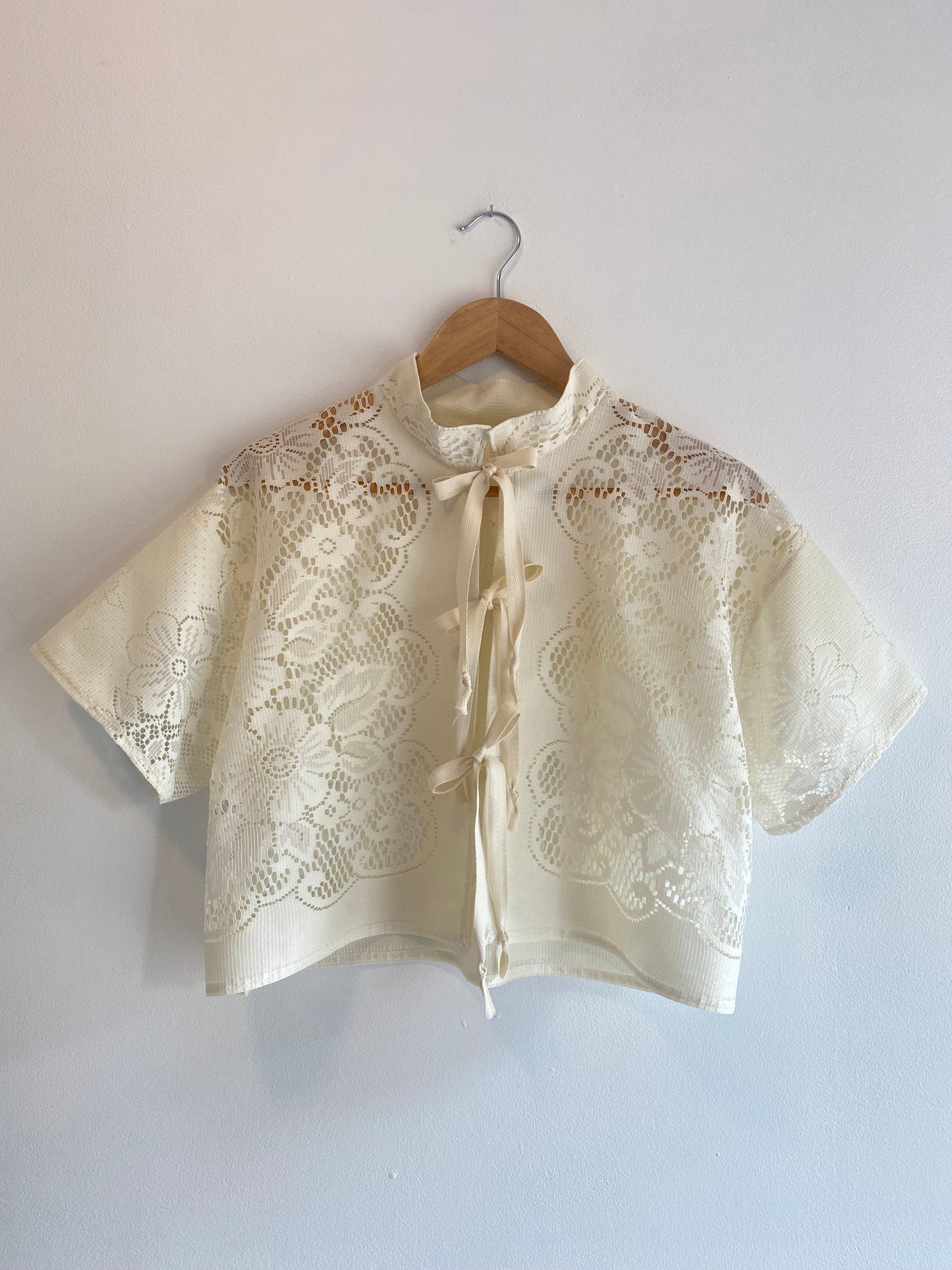 Upcycled Tie-front Lace Blouse IV
