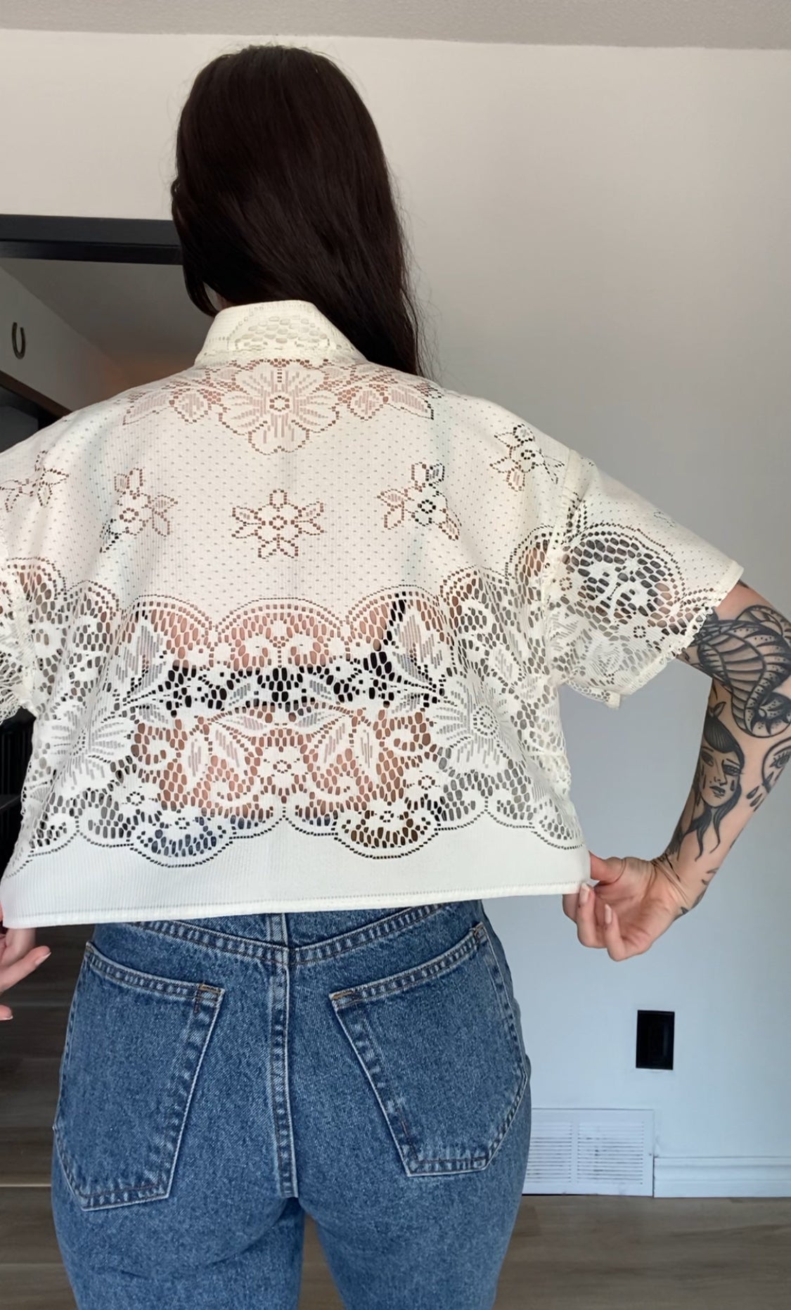 Upcycled Tie-front Lace Blouse IV