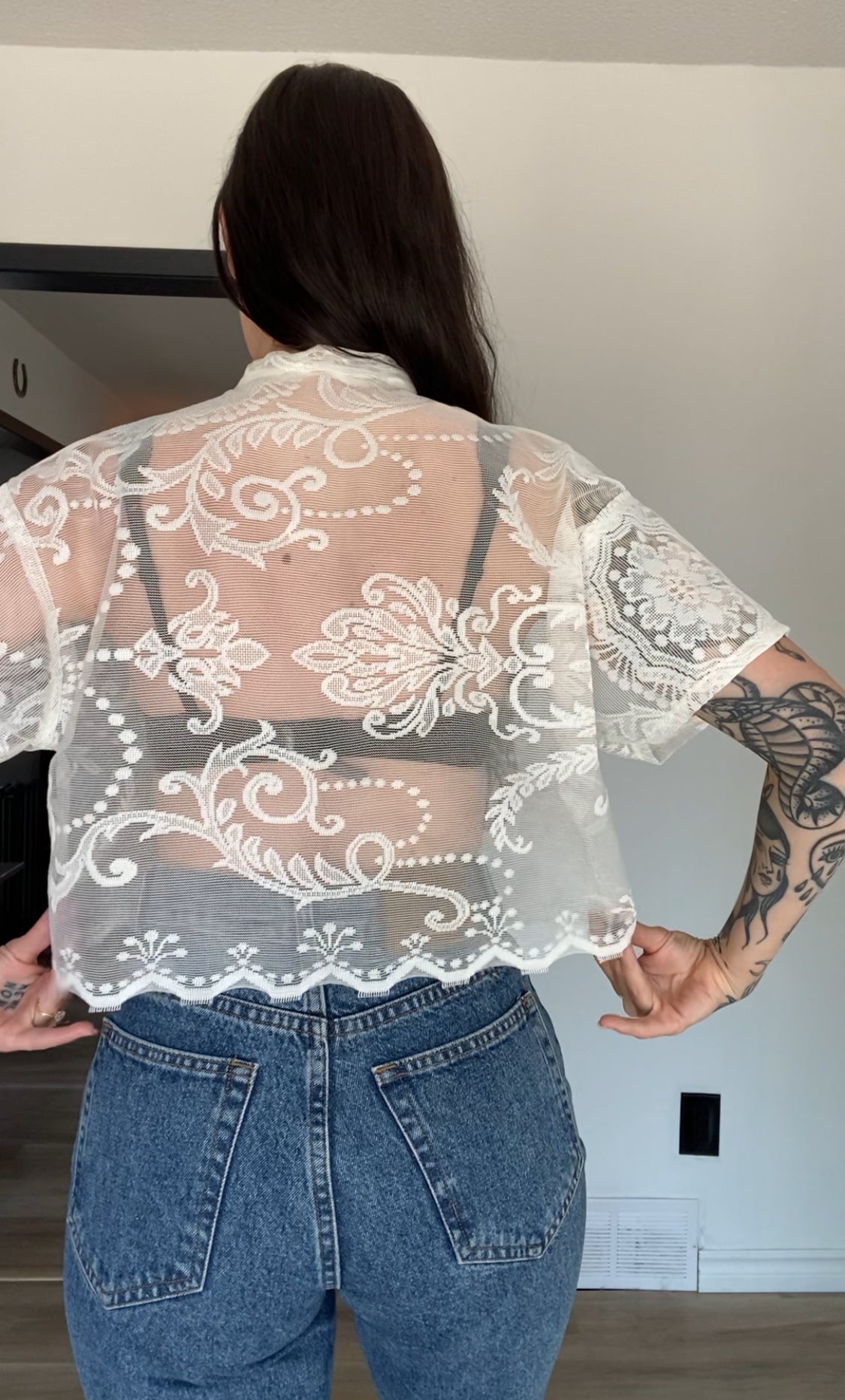 Upcycled Tie-front Lace Blouse I