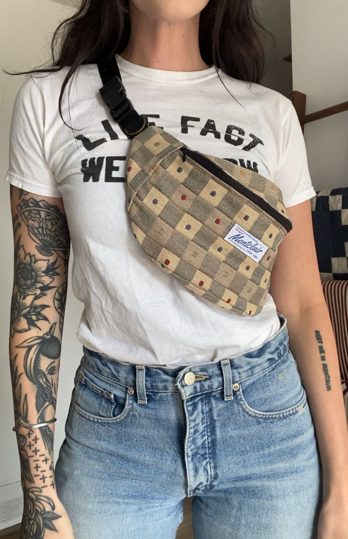 Upcycled Dots & Checkers Fanny Pack II