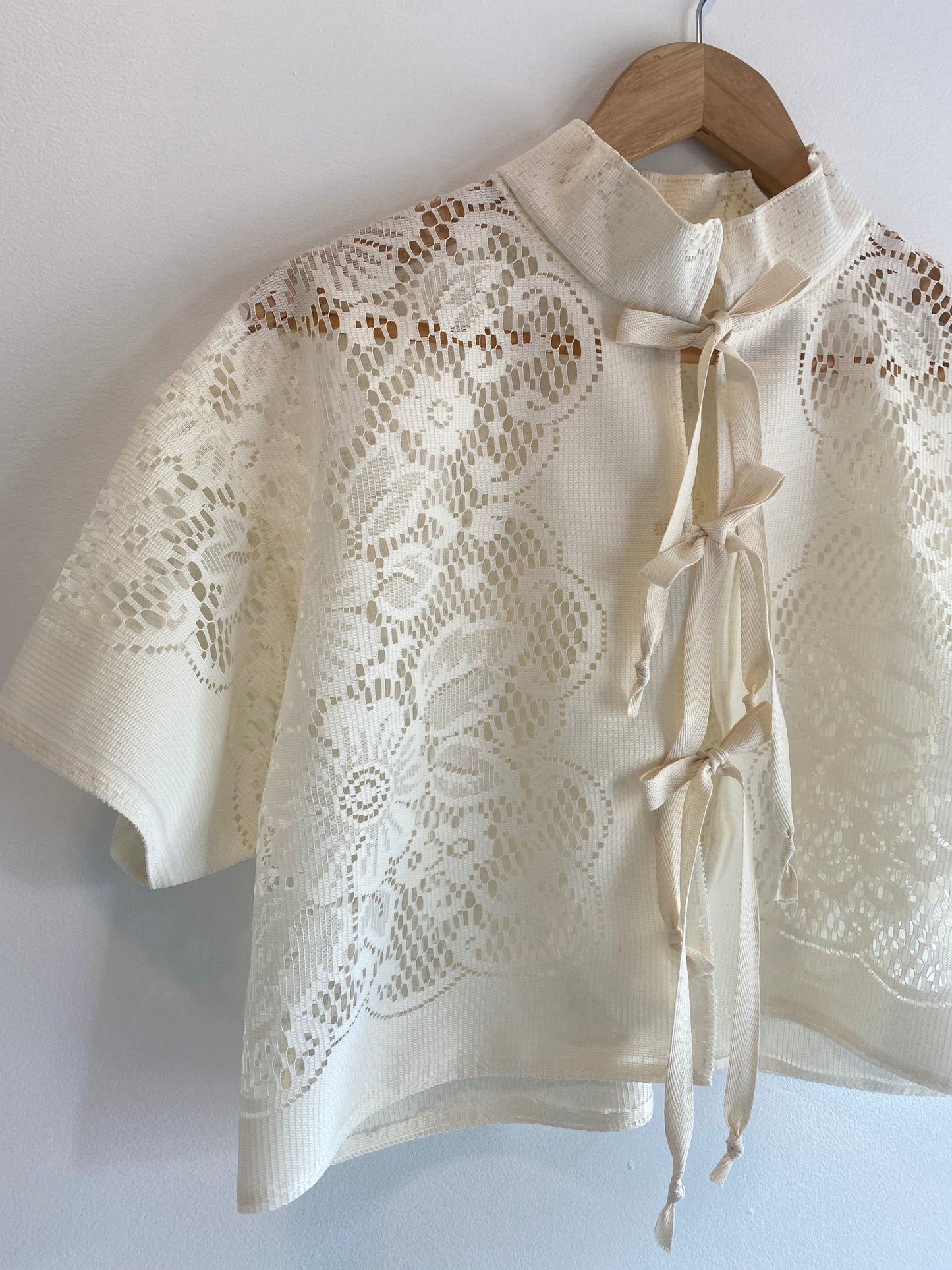 Upcycled Tie-front Lace Blouse II