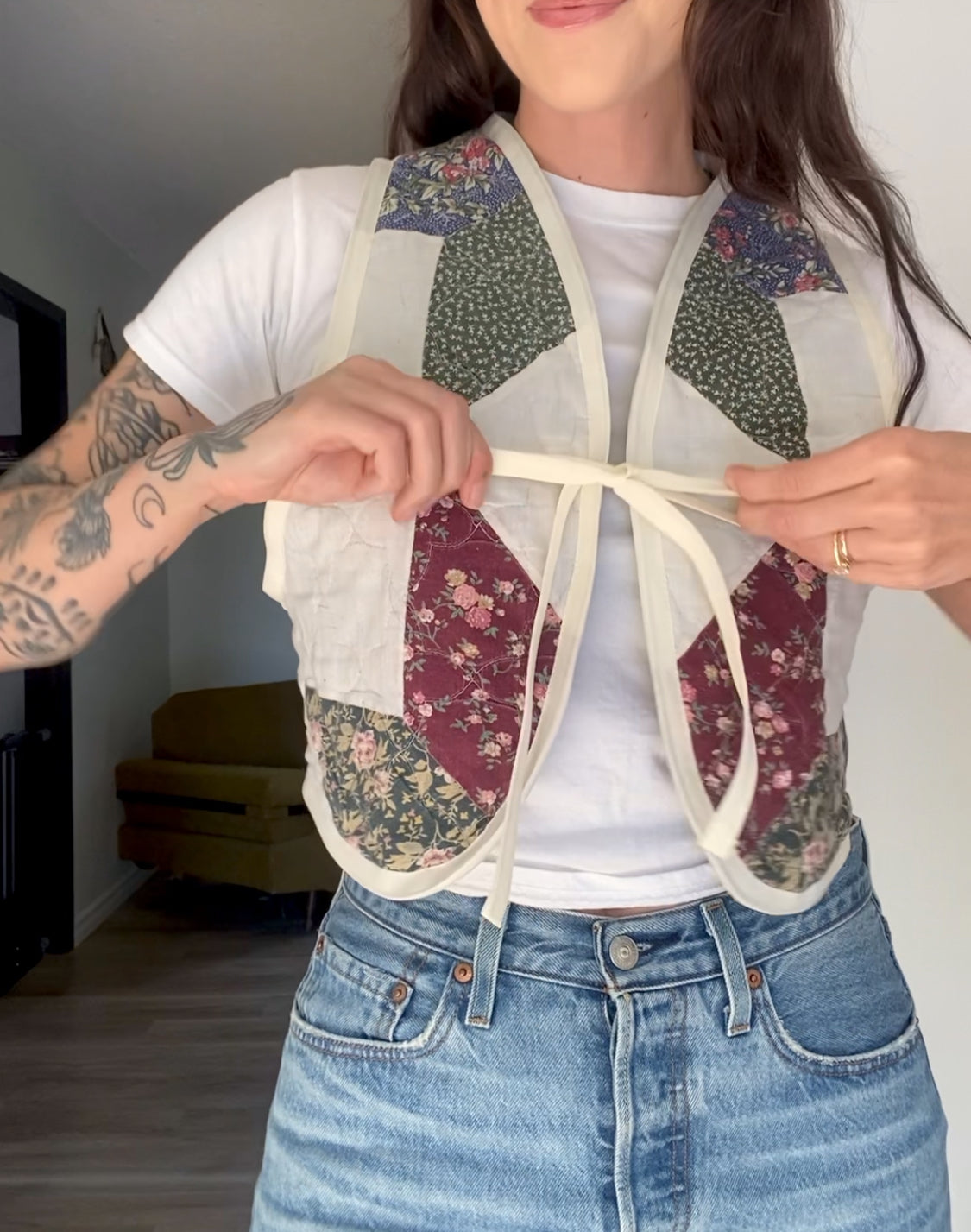 Upcycled Tie-front Quilt Vest