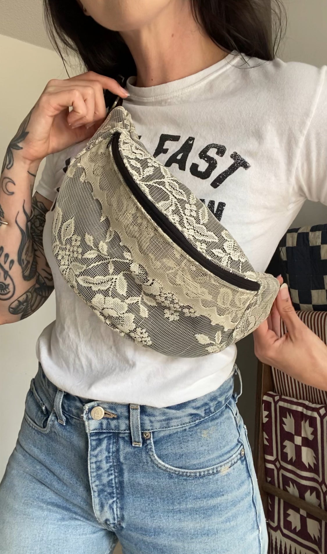 Upcycled Lace Fanny Pack