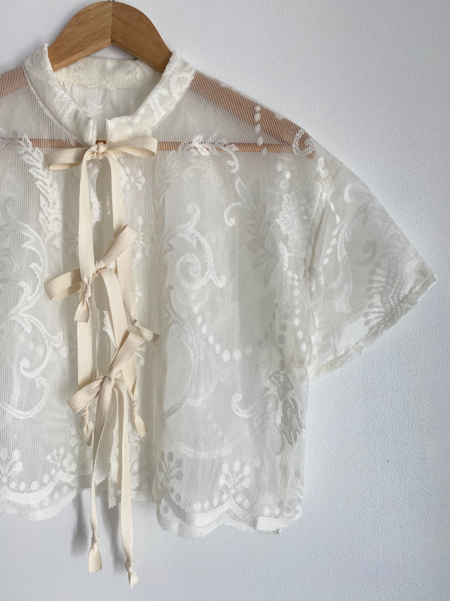 Upcycled Tie-front Lace Blouse II