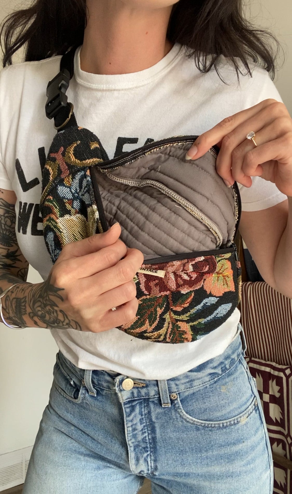 Upcycled Floral Fanny Pack