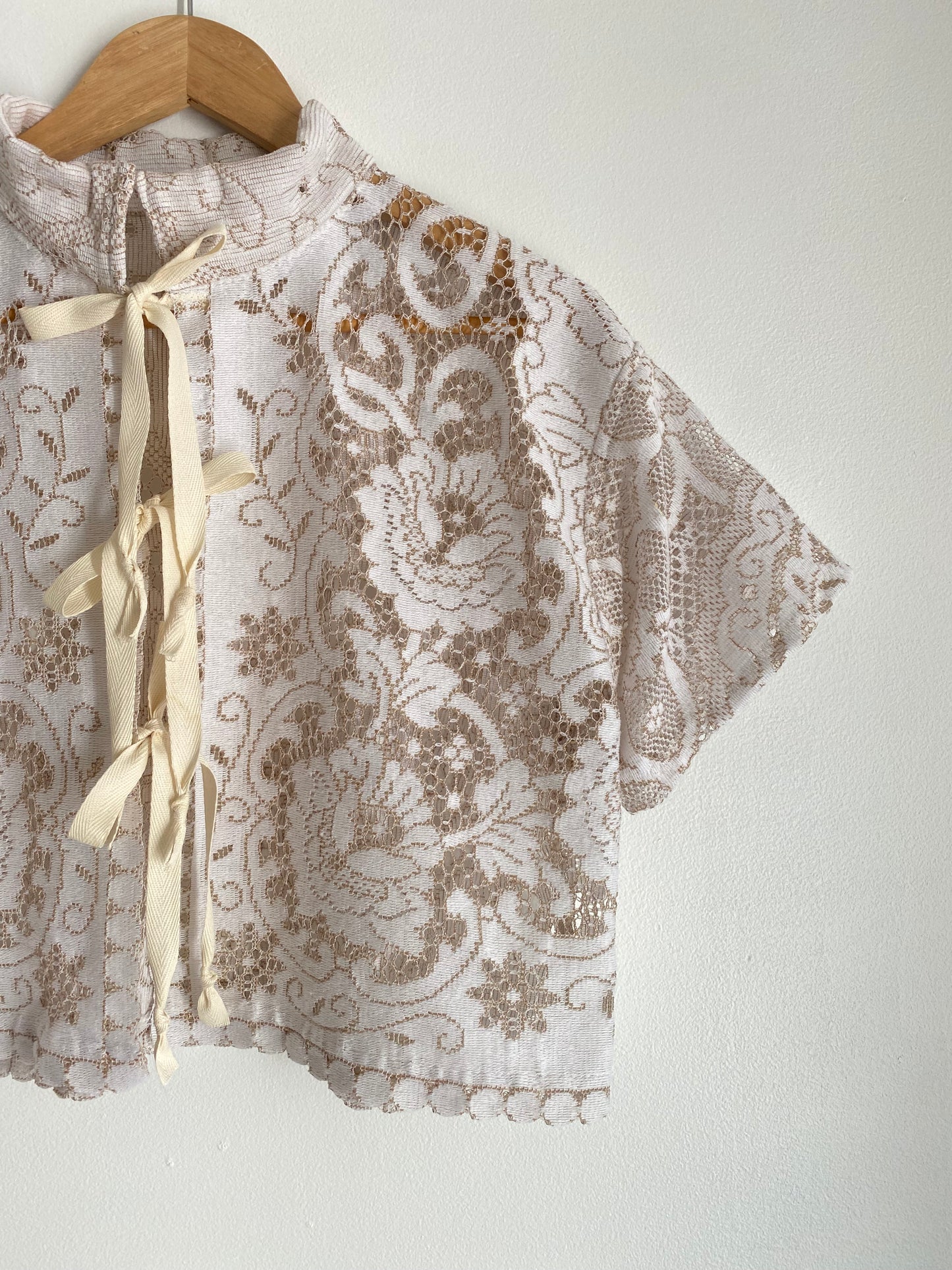 Upcycled Tie-front Lace Blouse I
