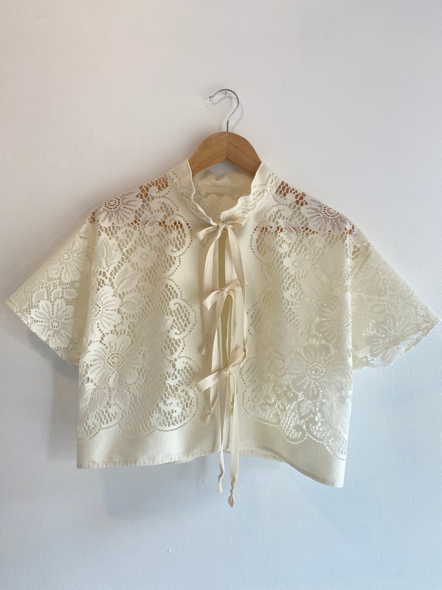 Upcycled Tie-front Lace Blouse III