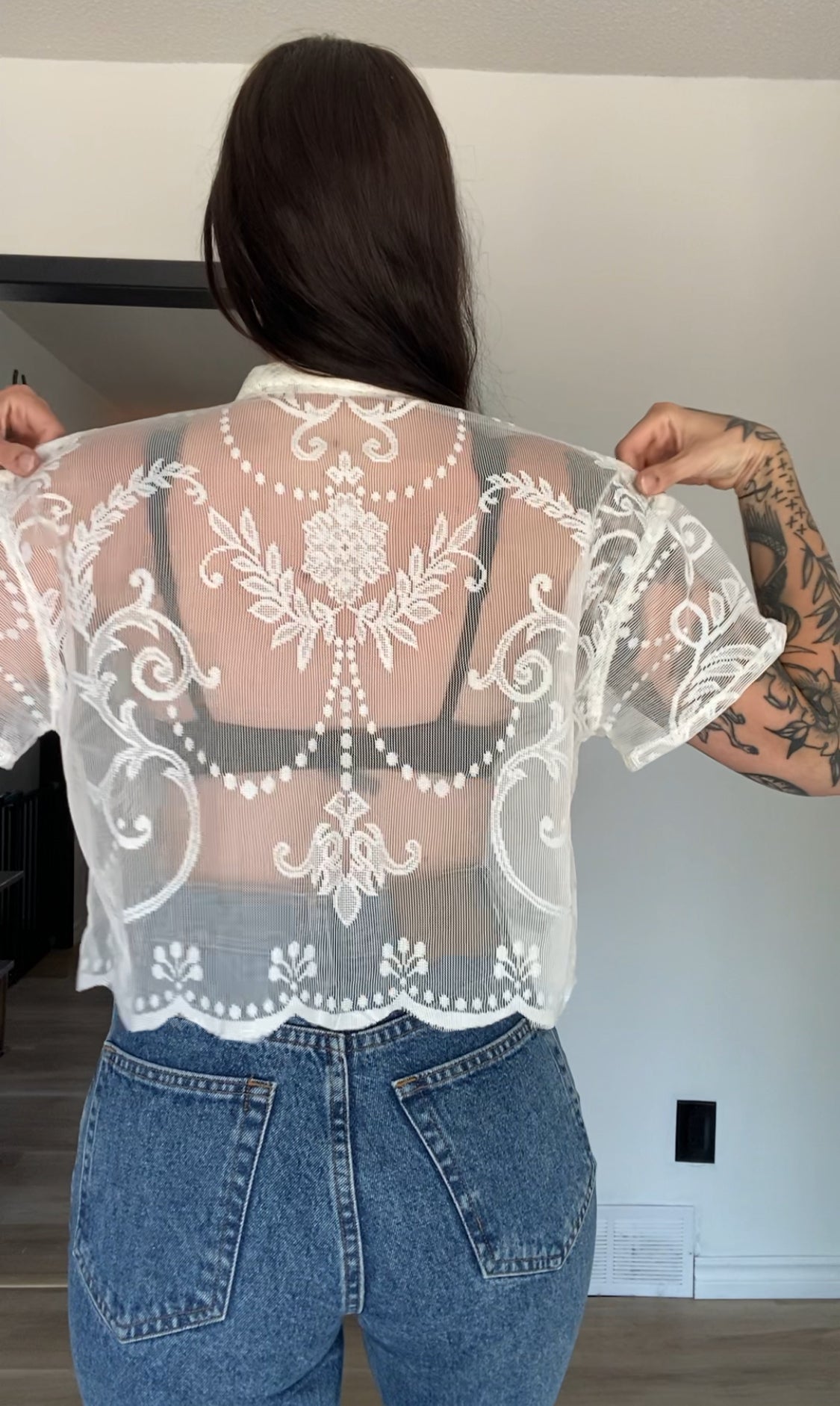 Upcycled Tie-front Lace Blouse II