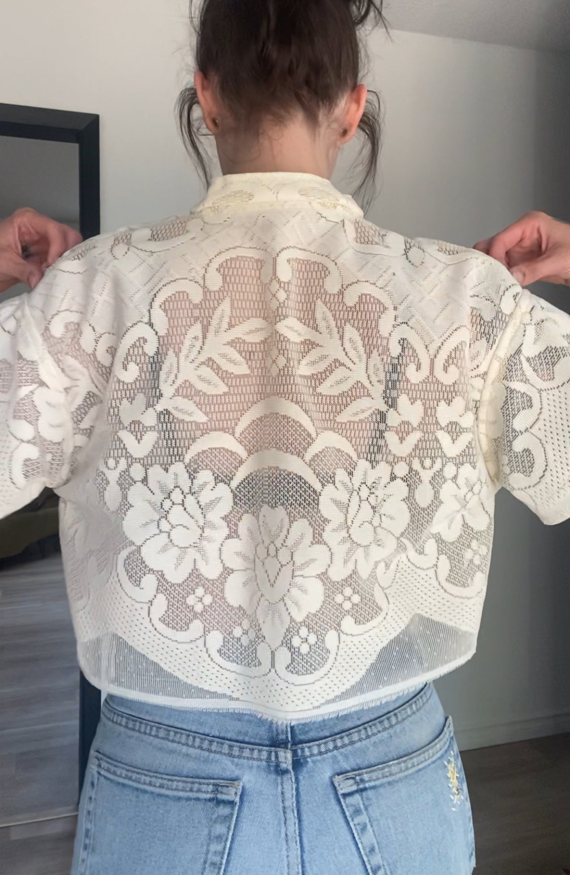 Upcycled Tie-front Lace Blouse I