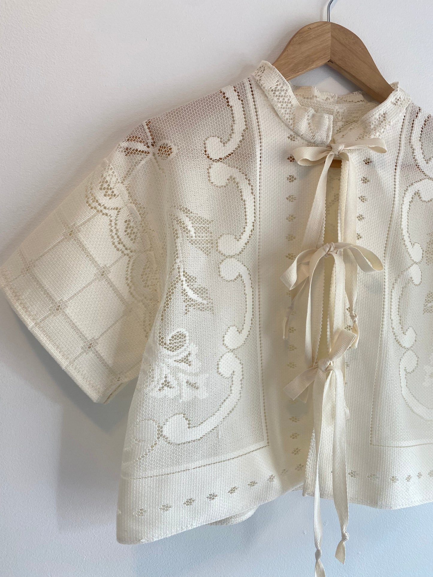 Upcycled Tie-front Lace Blouse I