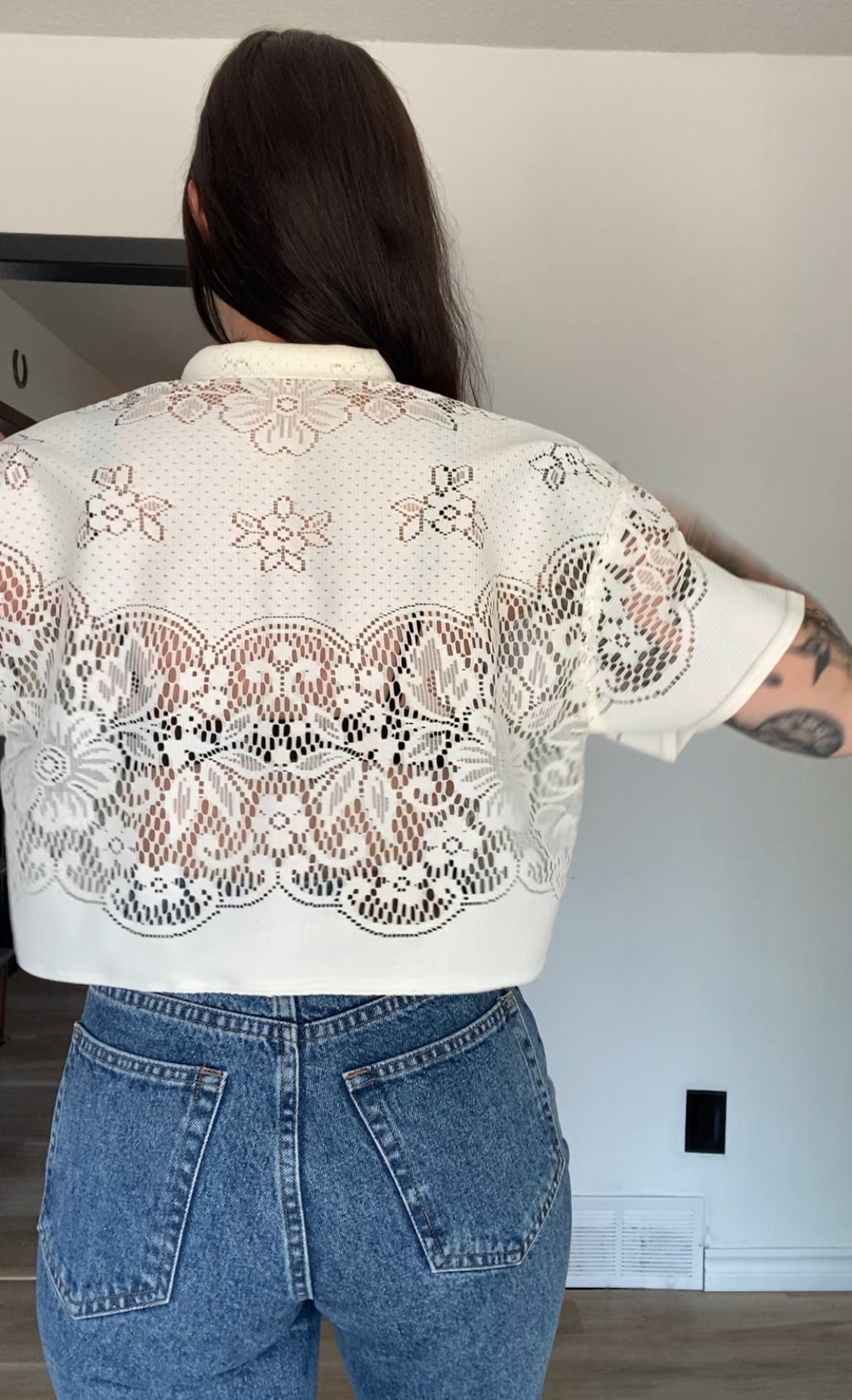 Upcycled Tie-front Lace Blouse II