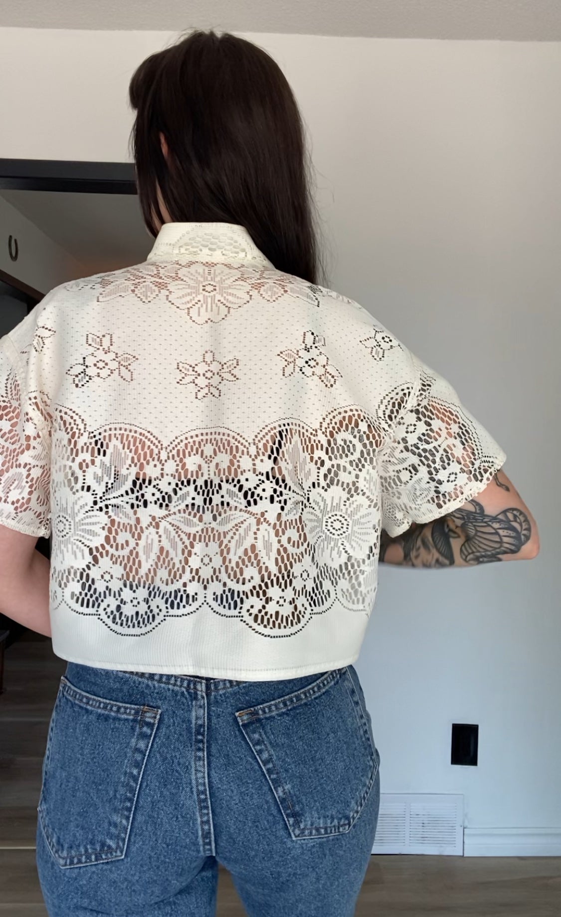 Upcycled Tie-front Lace Blouse IV