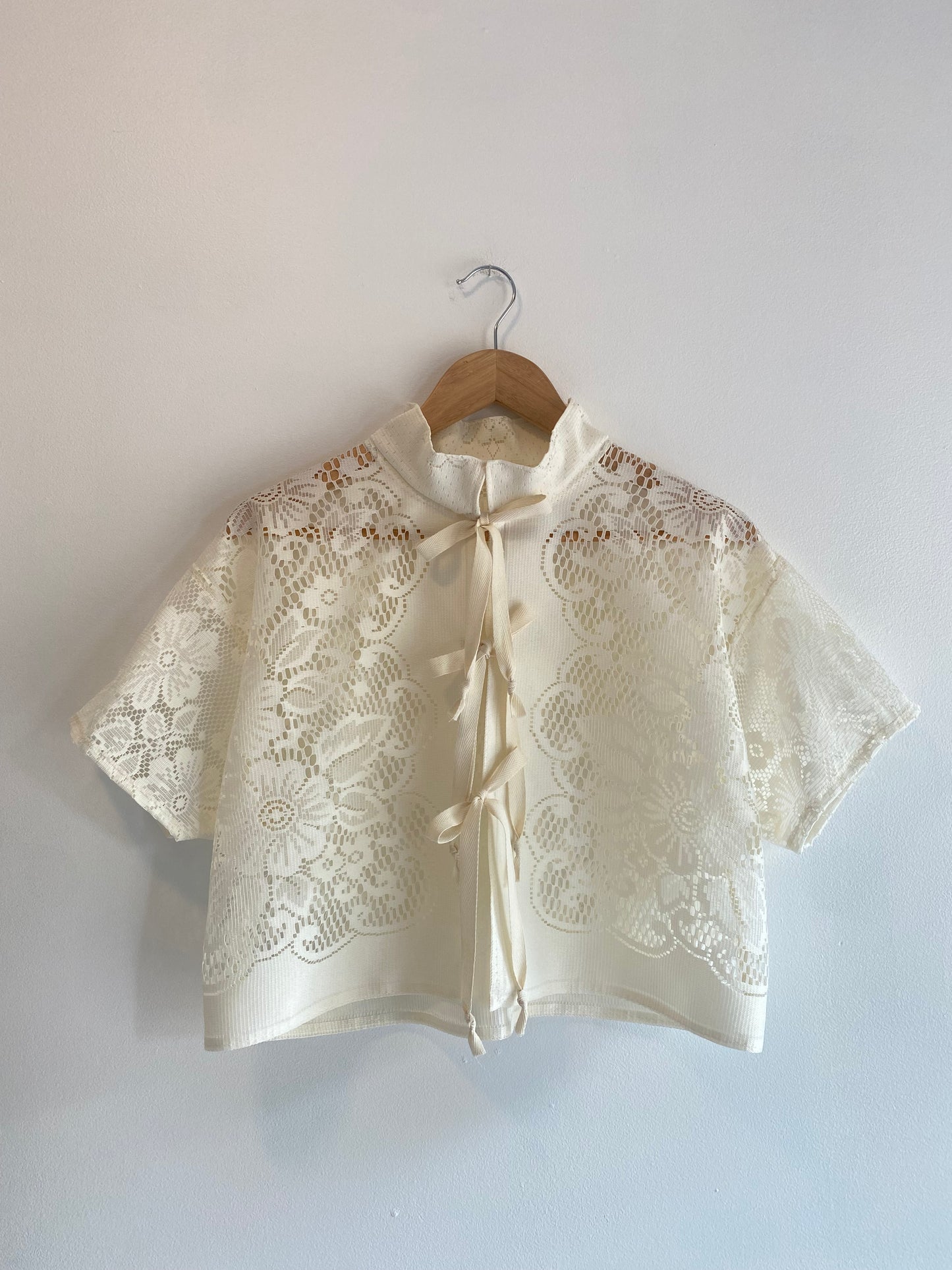 Upcycled Tie-front Lace Blouse I