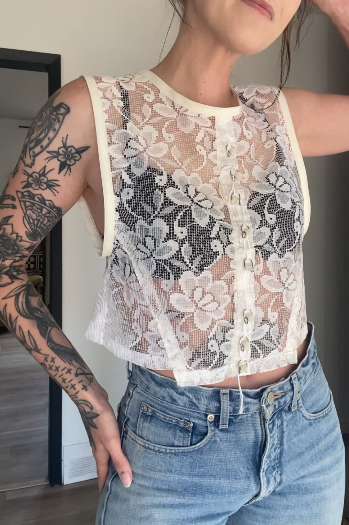 Upcycled Lace Tank Top