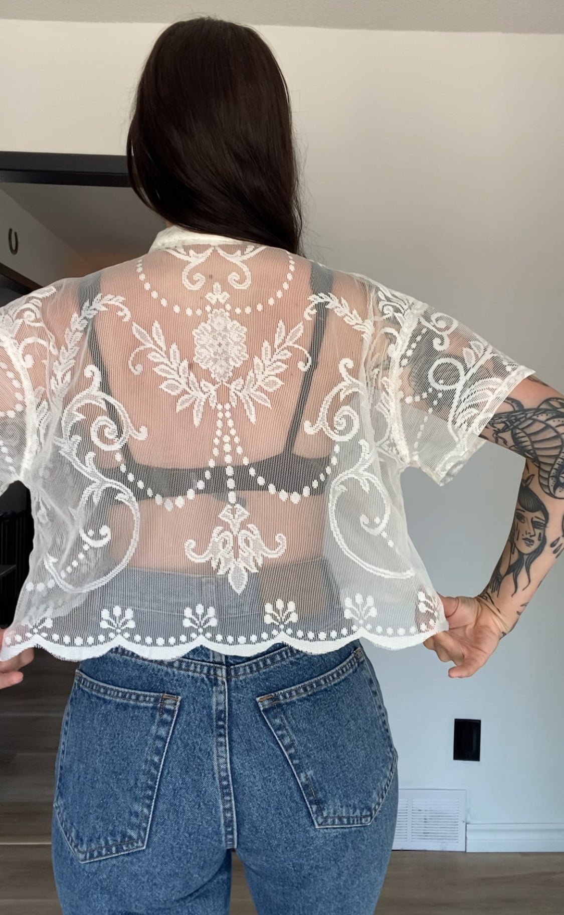 Upcycled Tie-front Lace Blouse II