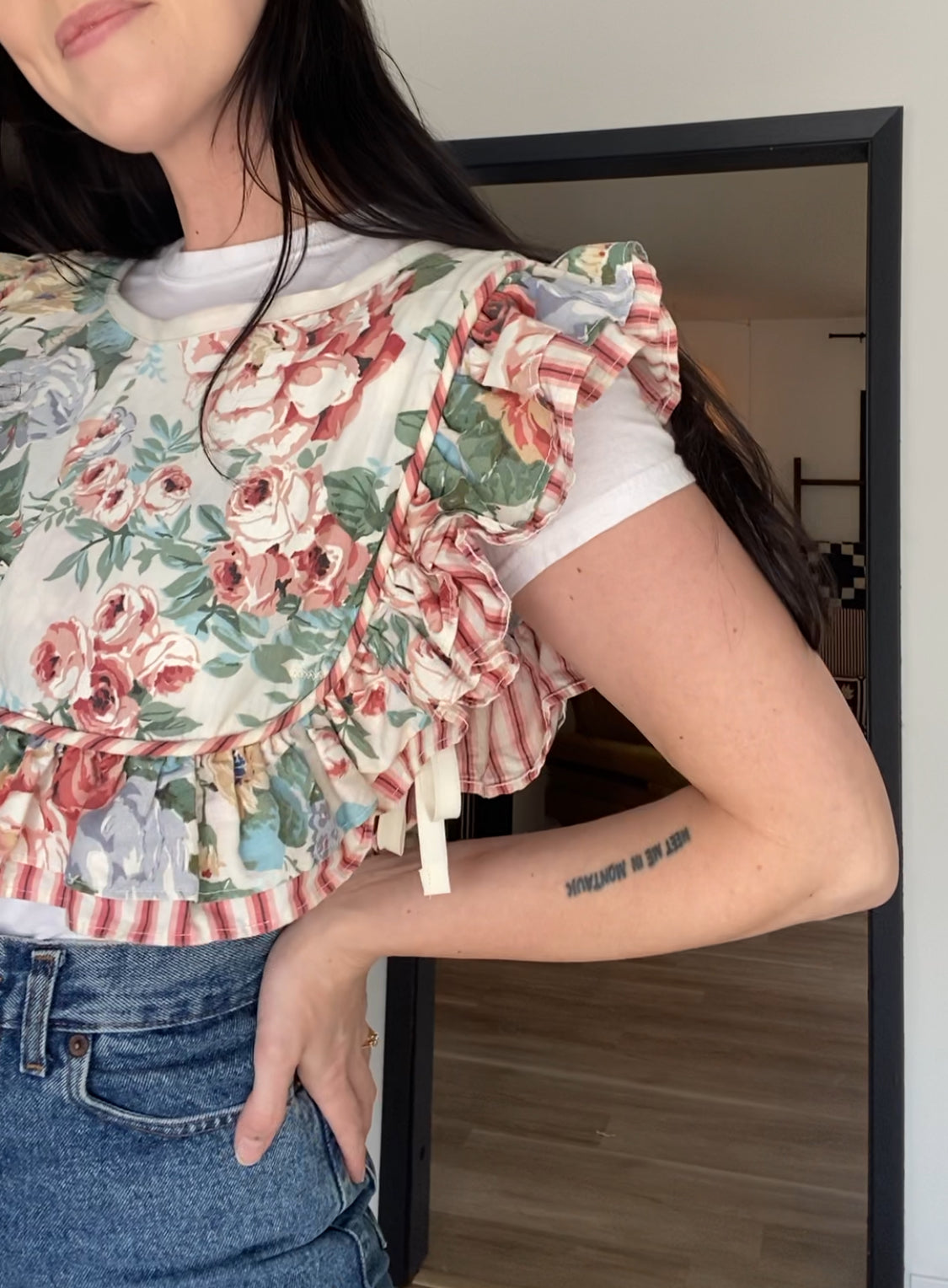 Upcycled Floral Side-tie Vest I