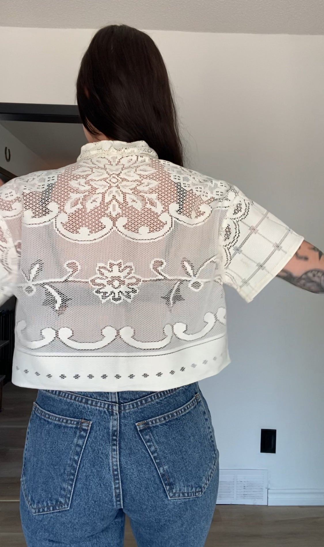 Upcycled Tie-front Lace Blouse I