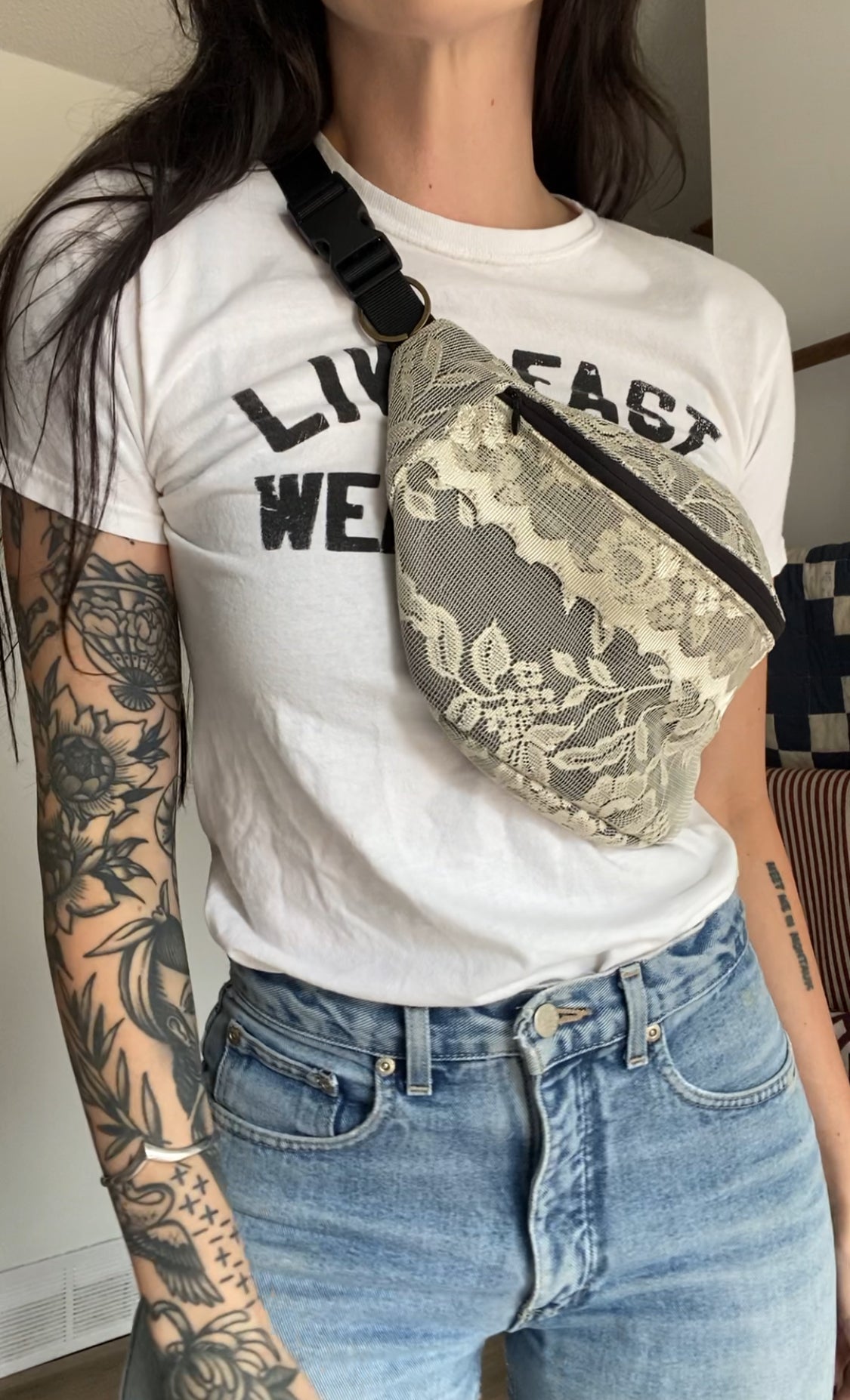 Upcycled Lace Fanny Pack