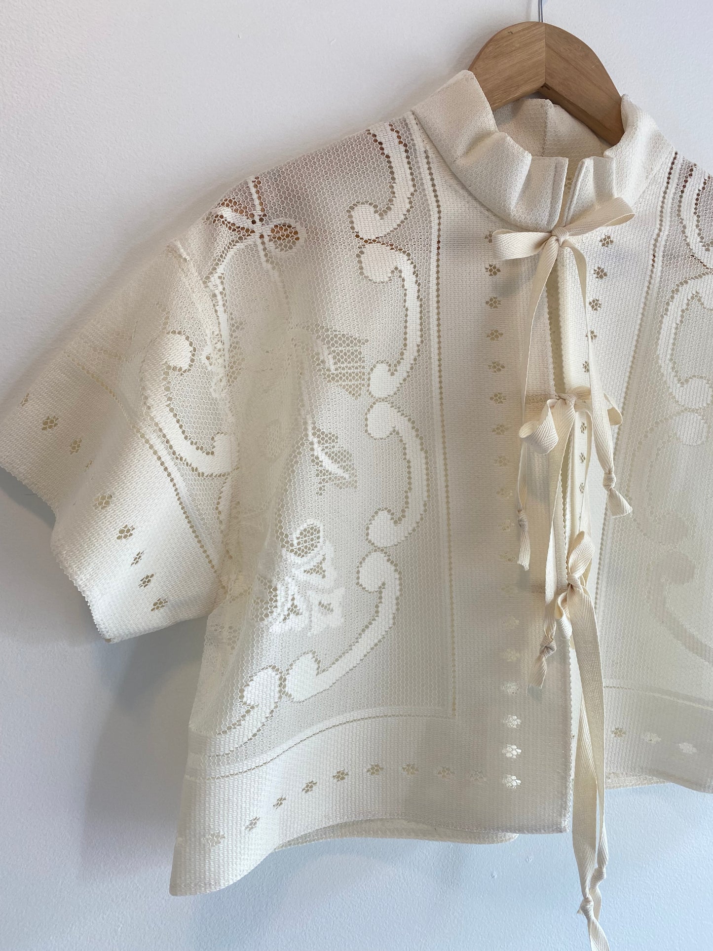 Upcycled Tie-front Lace Blouse II