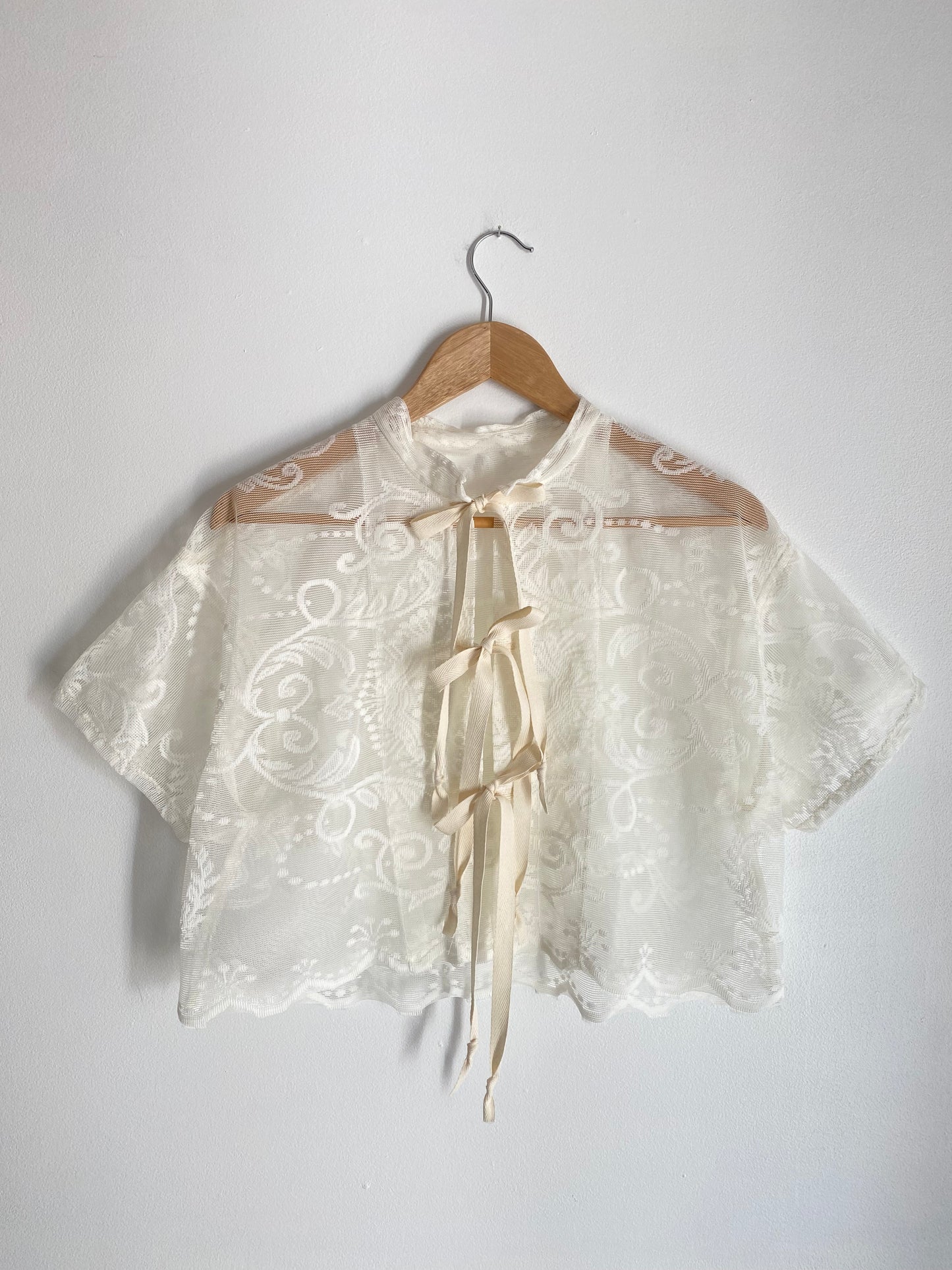 Upcycled Tie-front Lace Blouse I