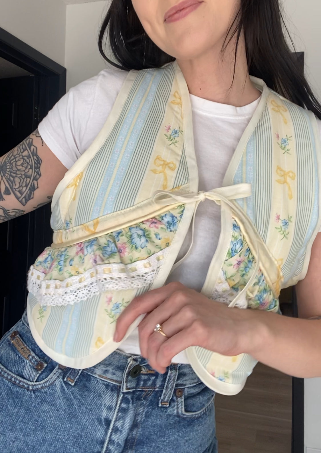 Upcycled Tie-Front Vest