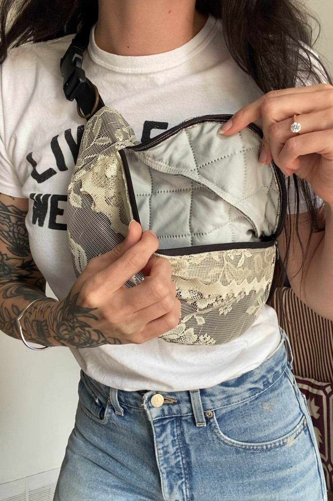 Upcycled Lace Fanny Pack