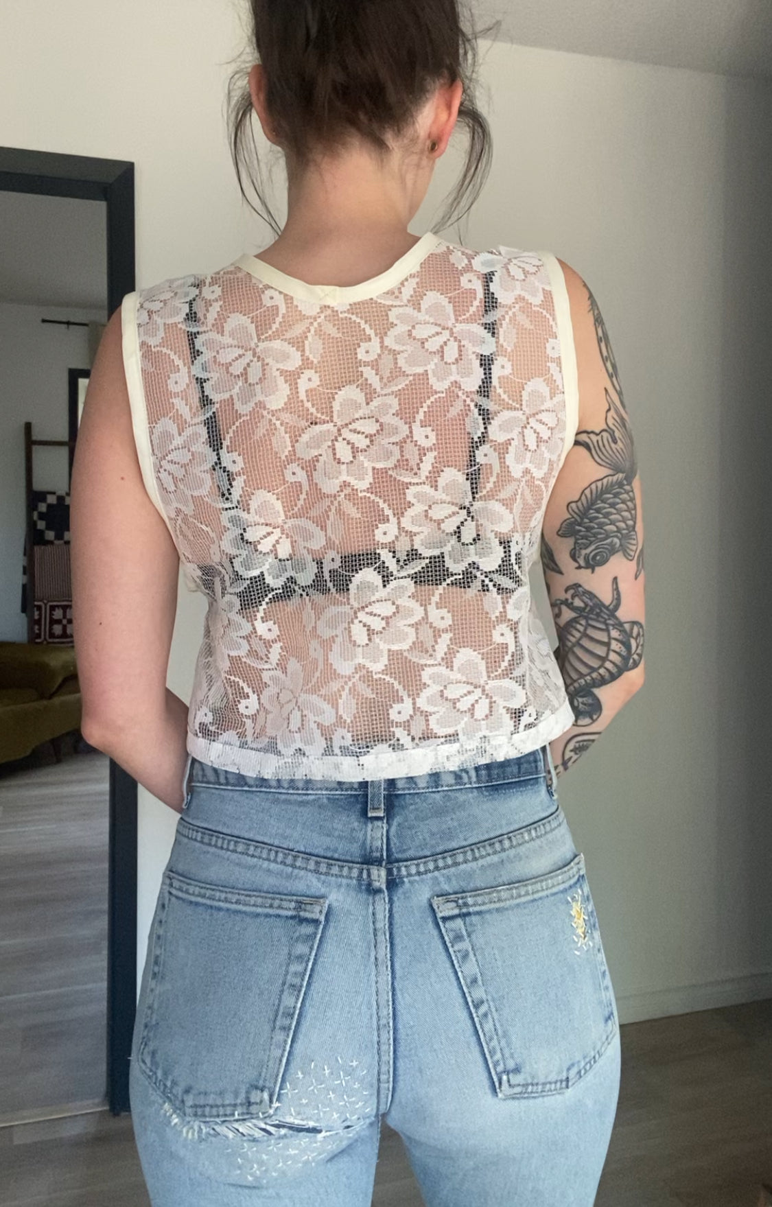 Upcycled Lace Tank Top