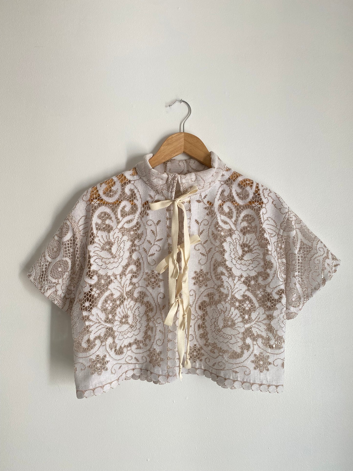 Upcycled Tie-front Lace Blouse I