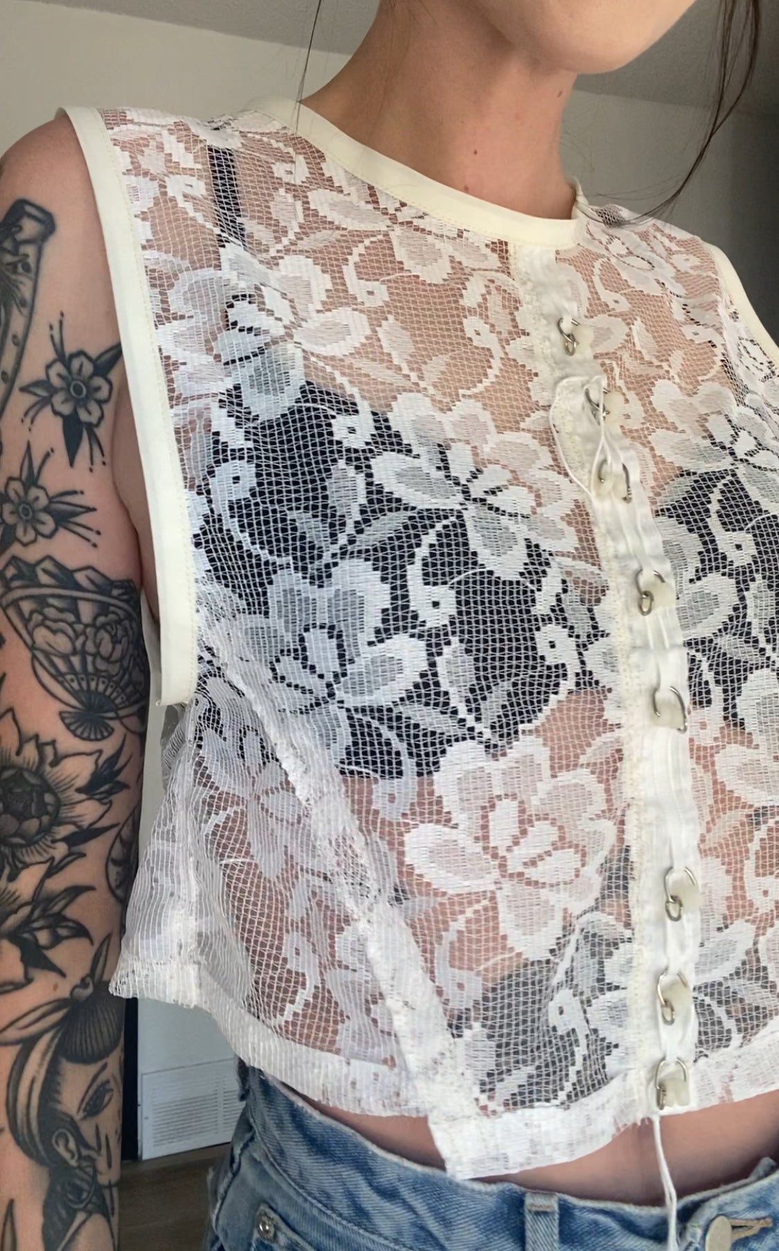 Upcycled Lace Tank Top