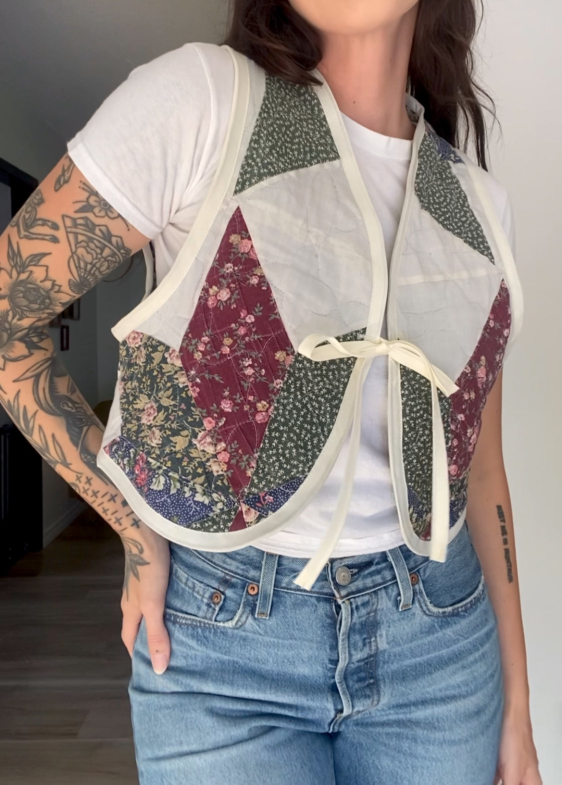 Upcycled Tie-front Quilt Vest