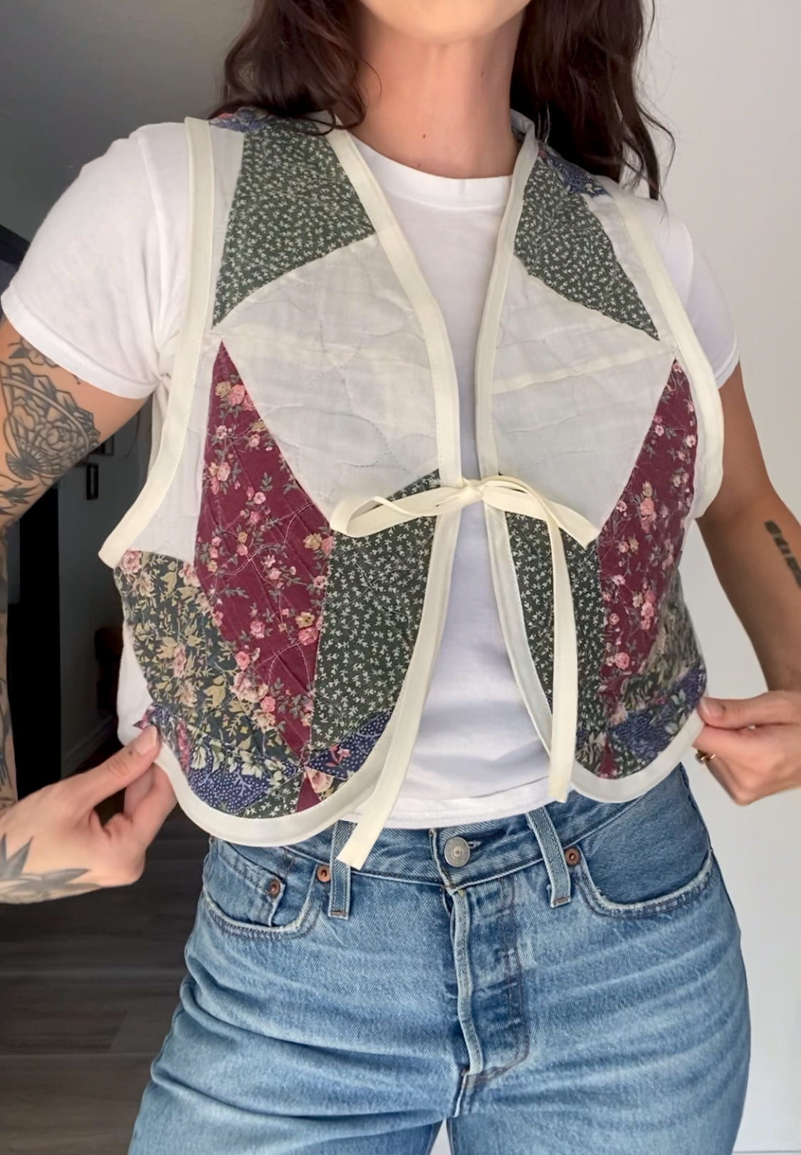 Upcycled Tie-front Quilt Vest