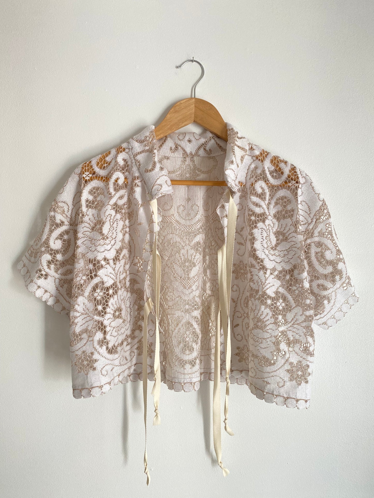 Upcycled Tie-front Lace Blouse II