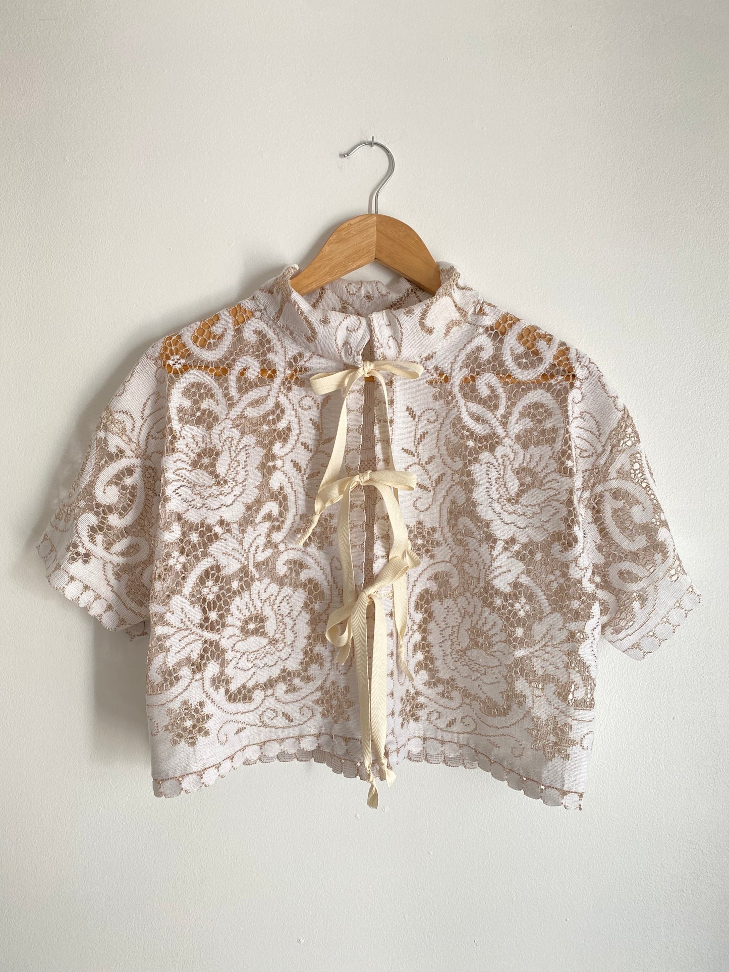 Upcycled Tie-front Lace Blouse II