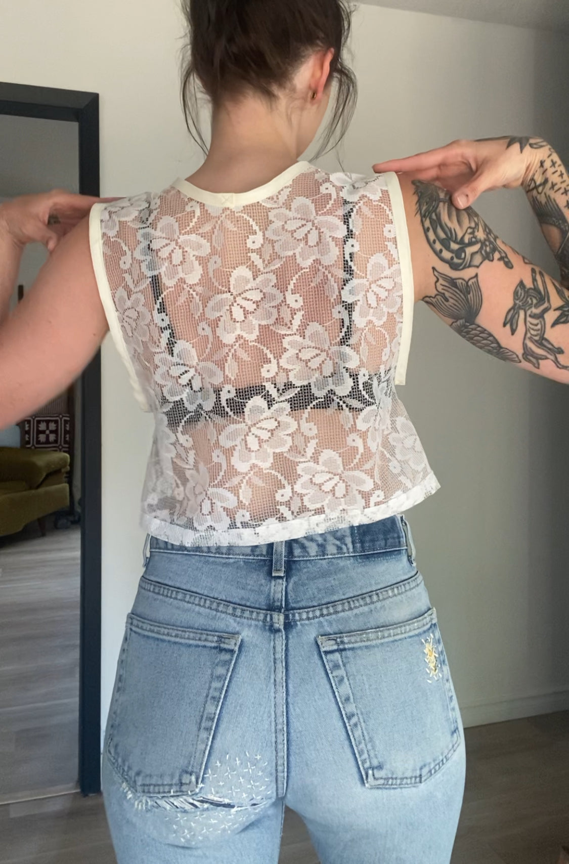 Upcycled Lace Tank Top