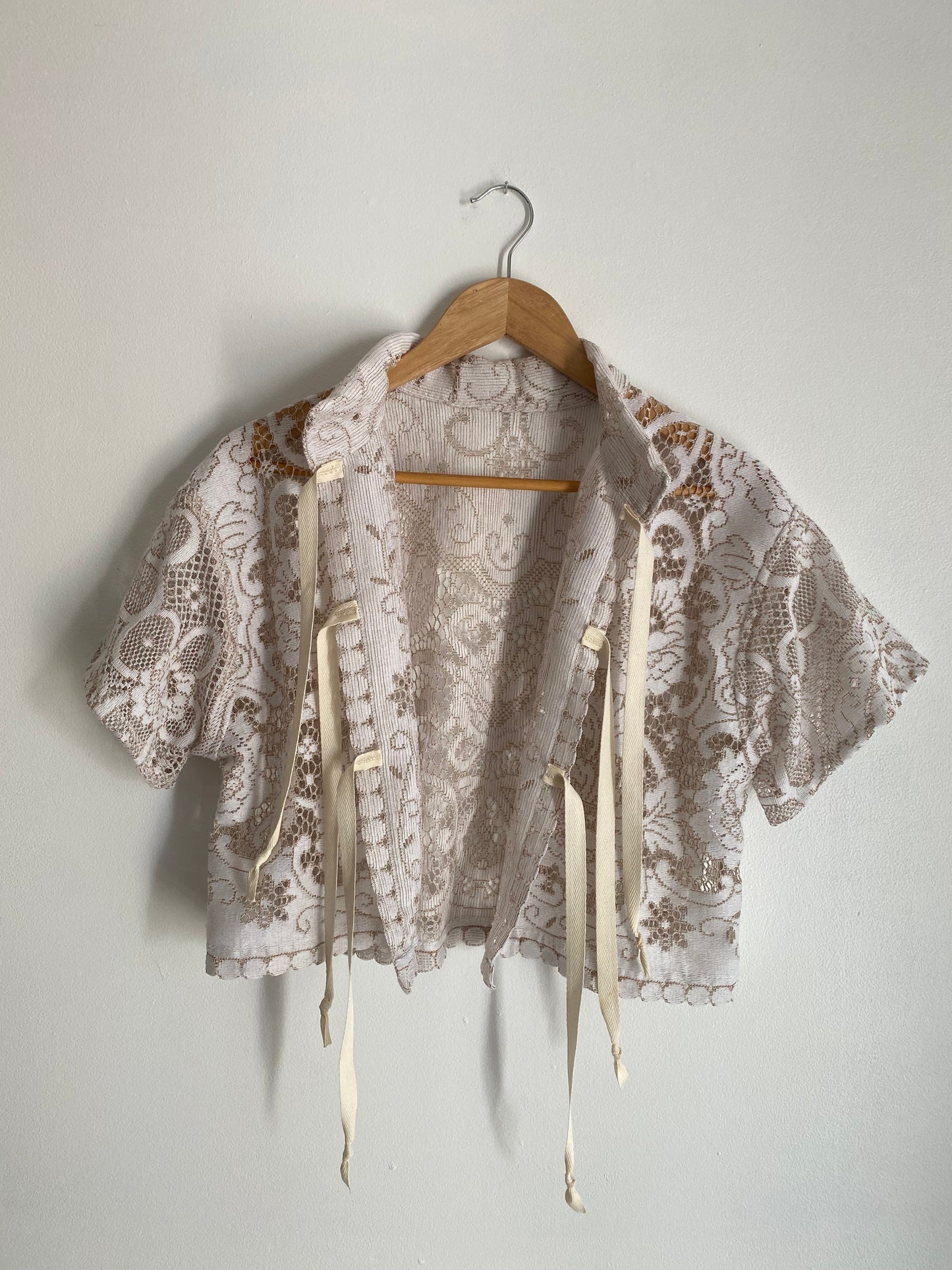 Upcycled Tie-front Lace Blouse I