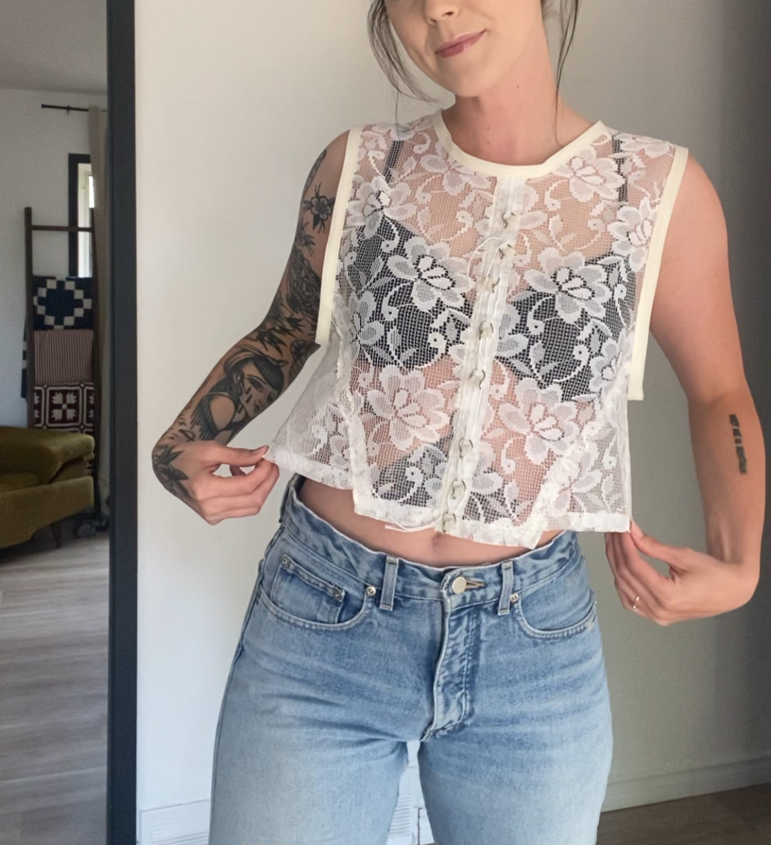 Upcycled Lace Tank Top