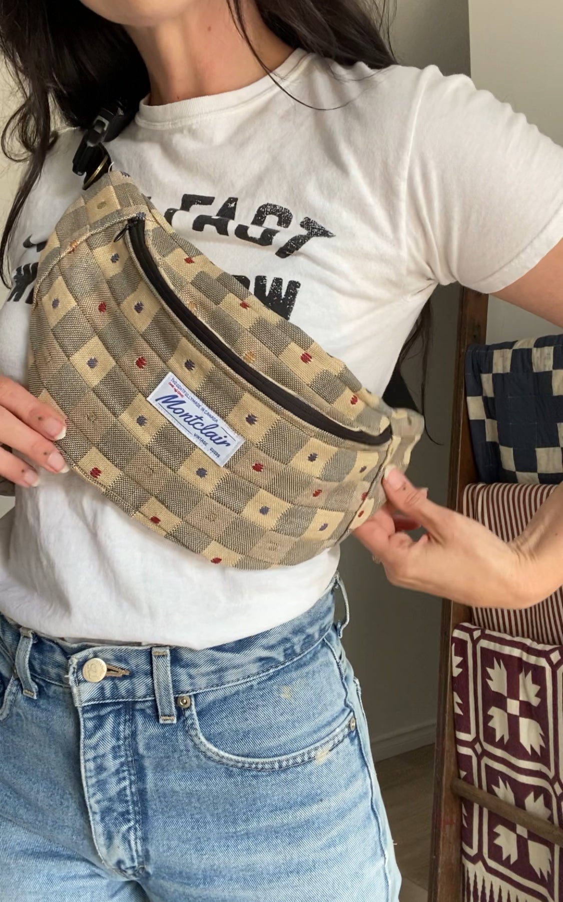Upcycled Dots & Checkers Fanny Pack II