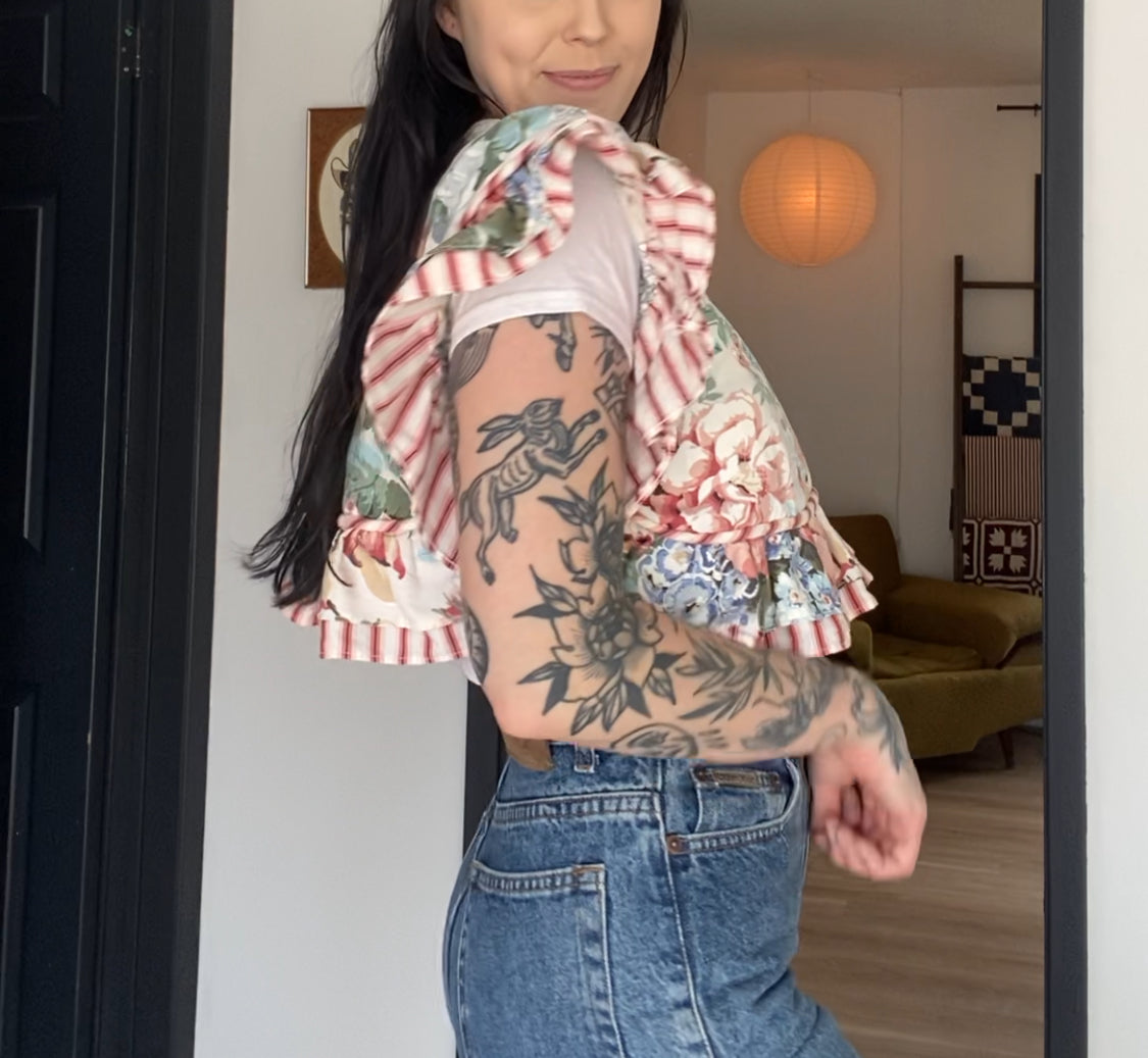Upcycled Floral Side-tie Vest II
