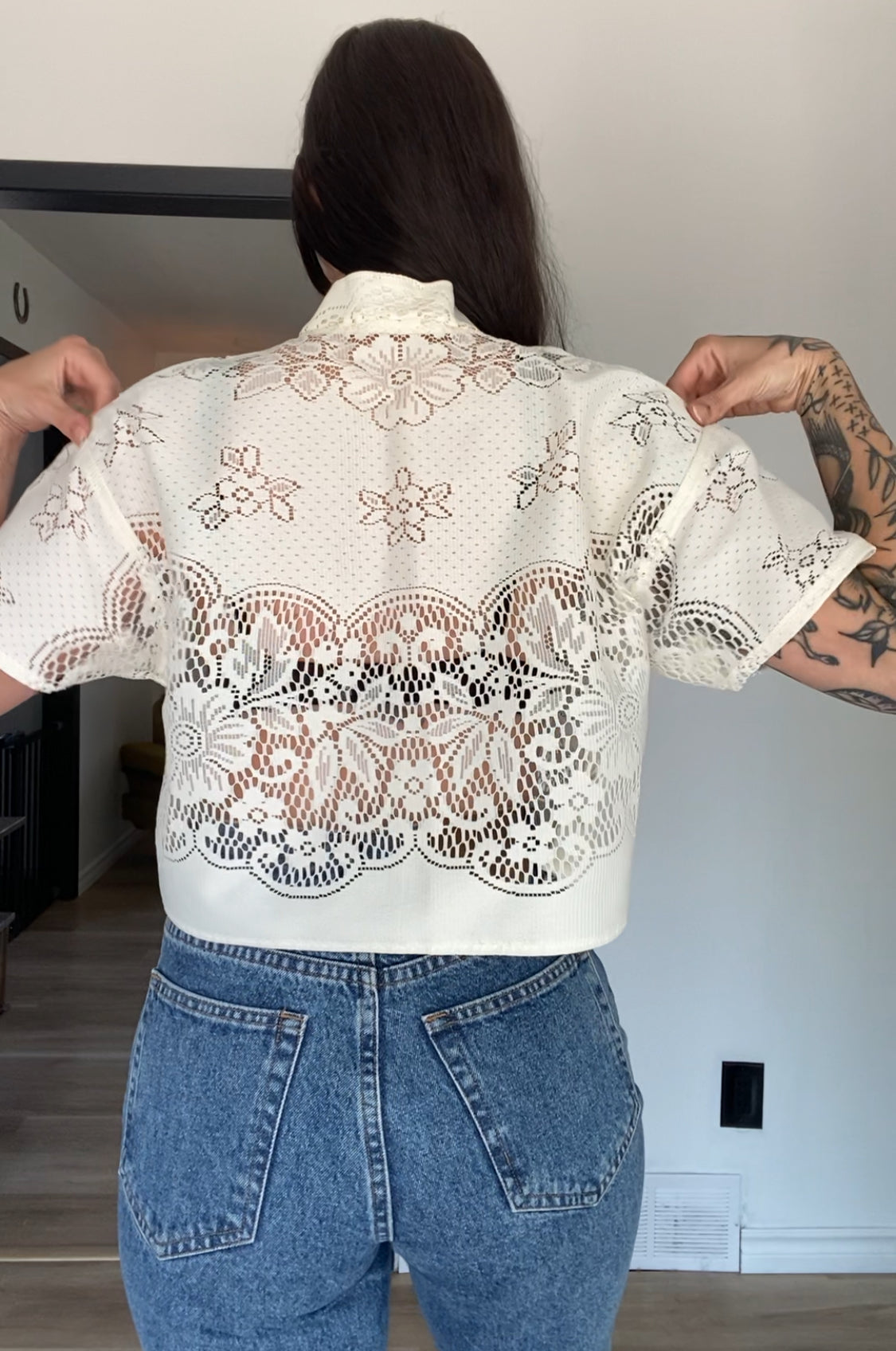 Upcycled Tie-front Lace Blouse III