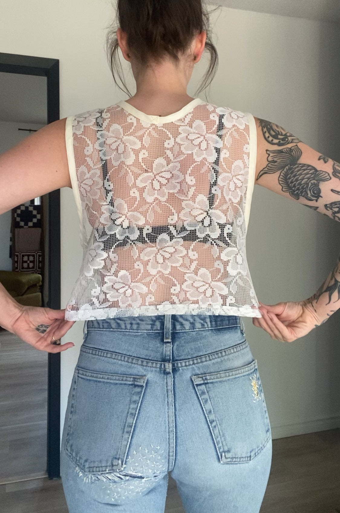 Upcycled Lace Tank Top