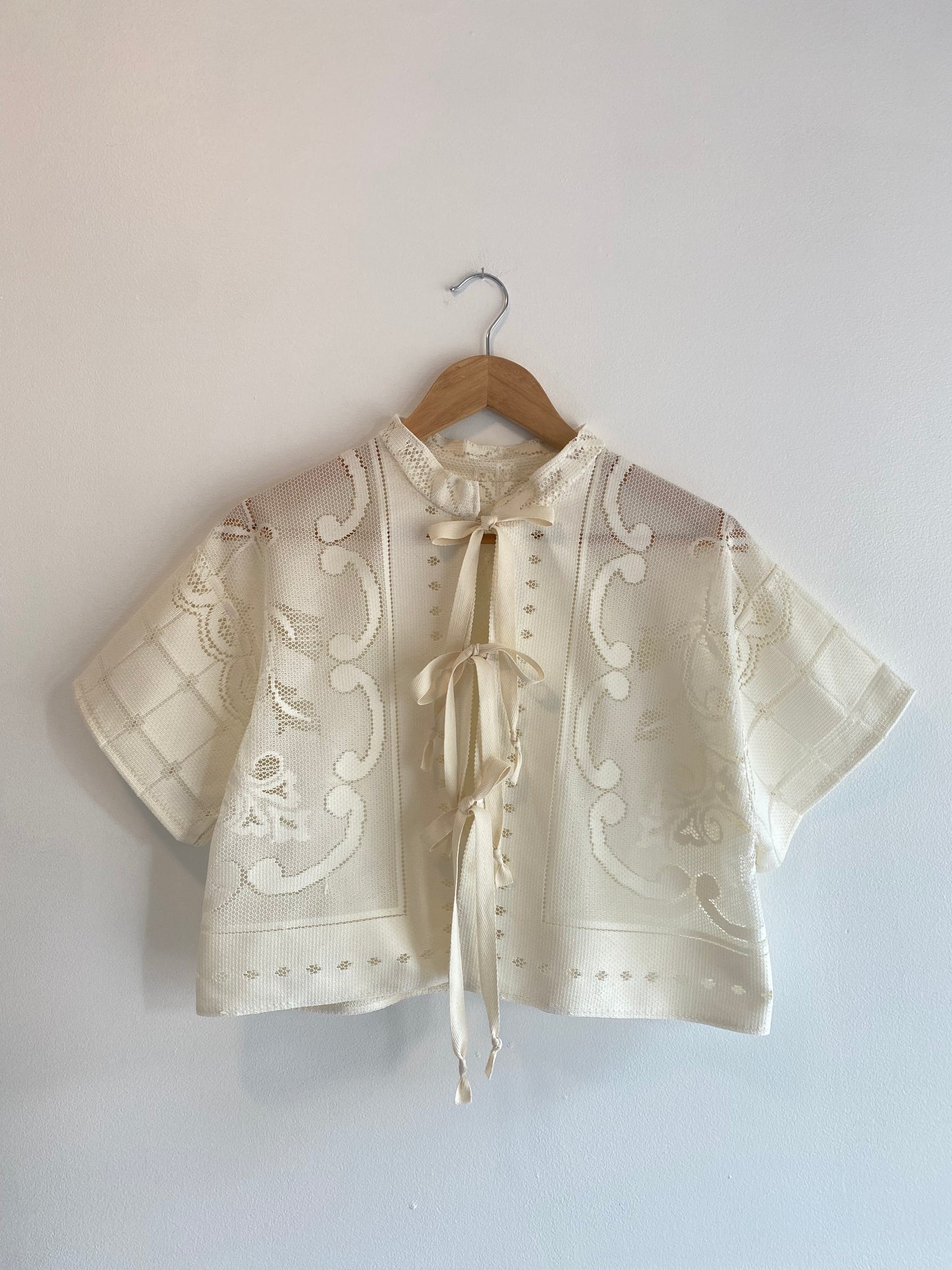 Upcycled Tie-front Lace Blouse I