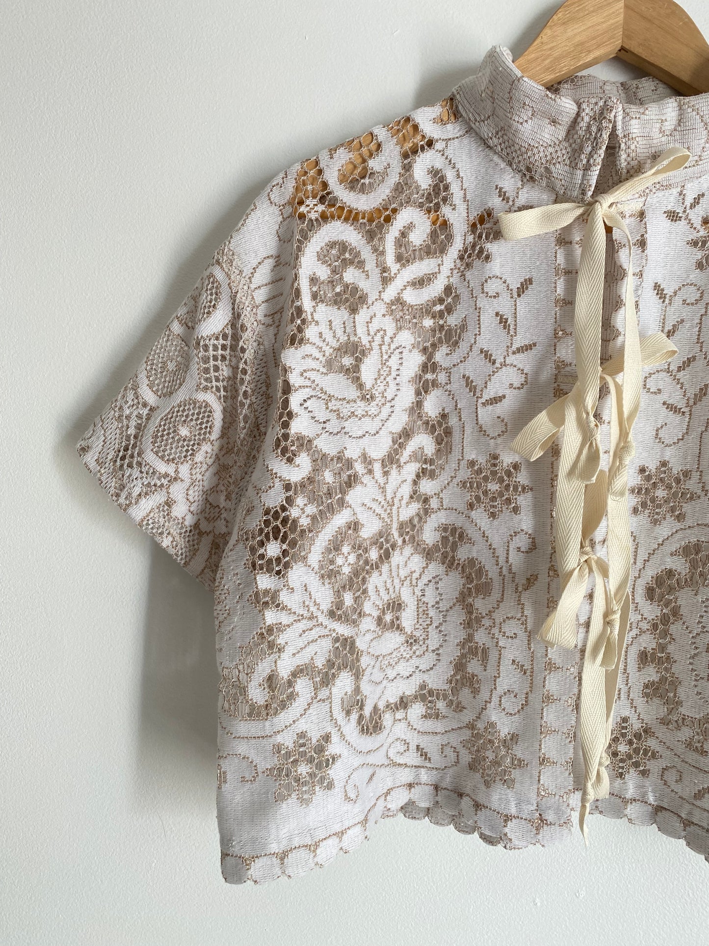Upcycled Tie-front Lace Blouse I